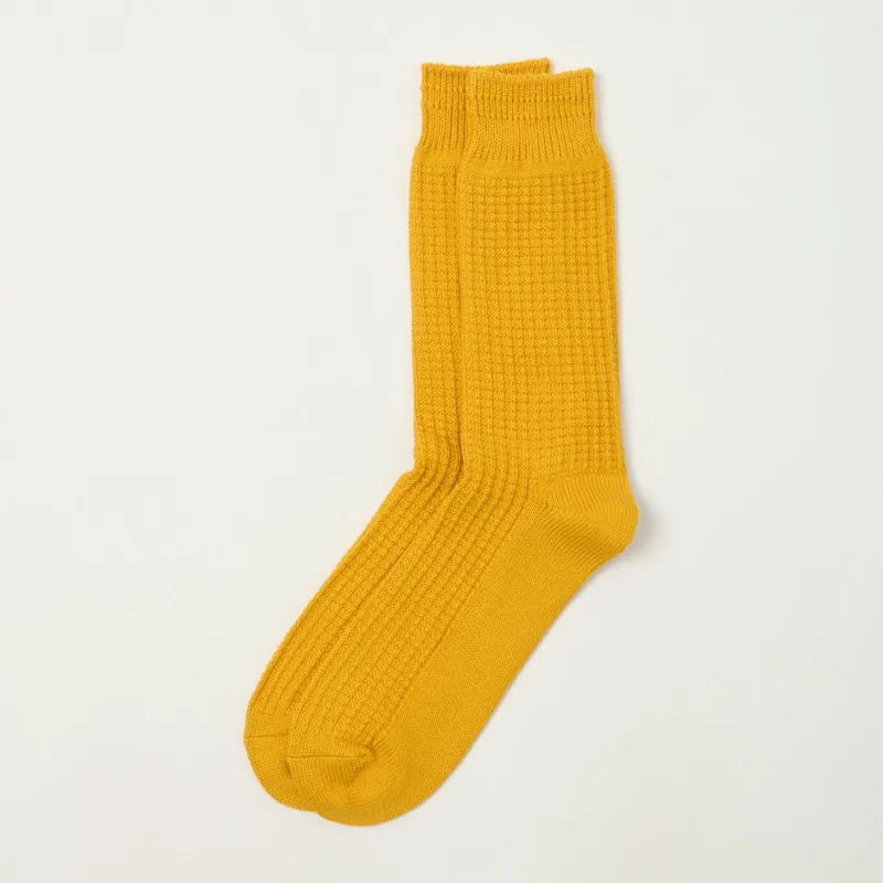 RoToTo Cotton Waffle Crew Sock - Mustard sold by Son of a Stag