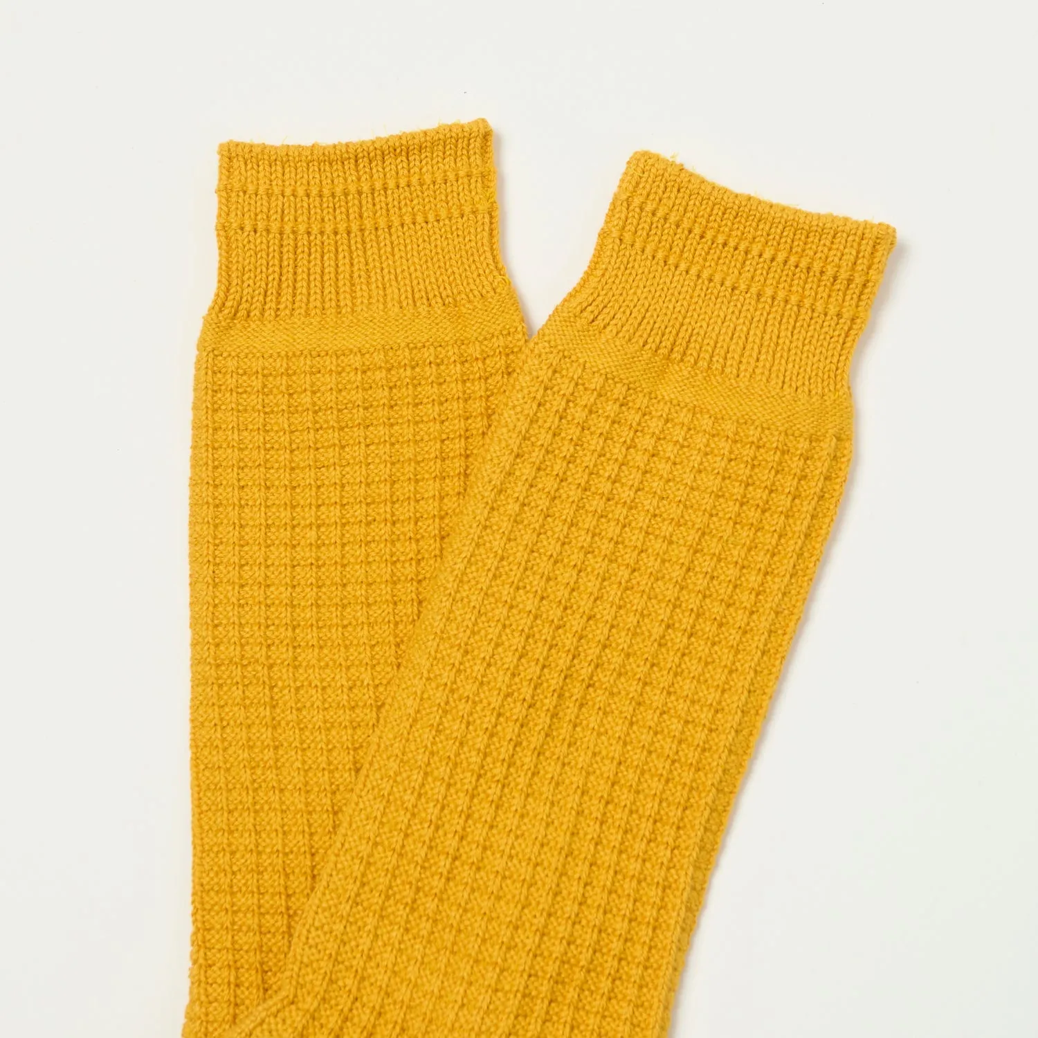 RoToTo Cotton Waffle Crew Sock - Mustard sold by Son of a Stag product image thumbnail 2