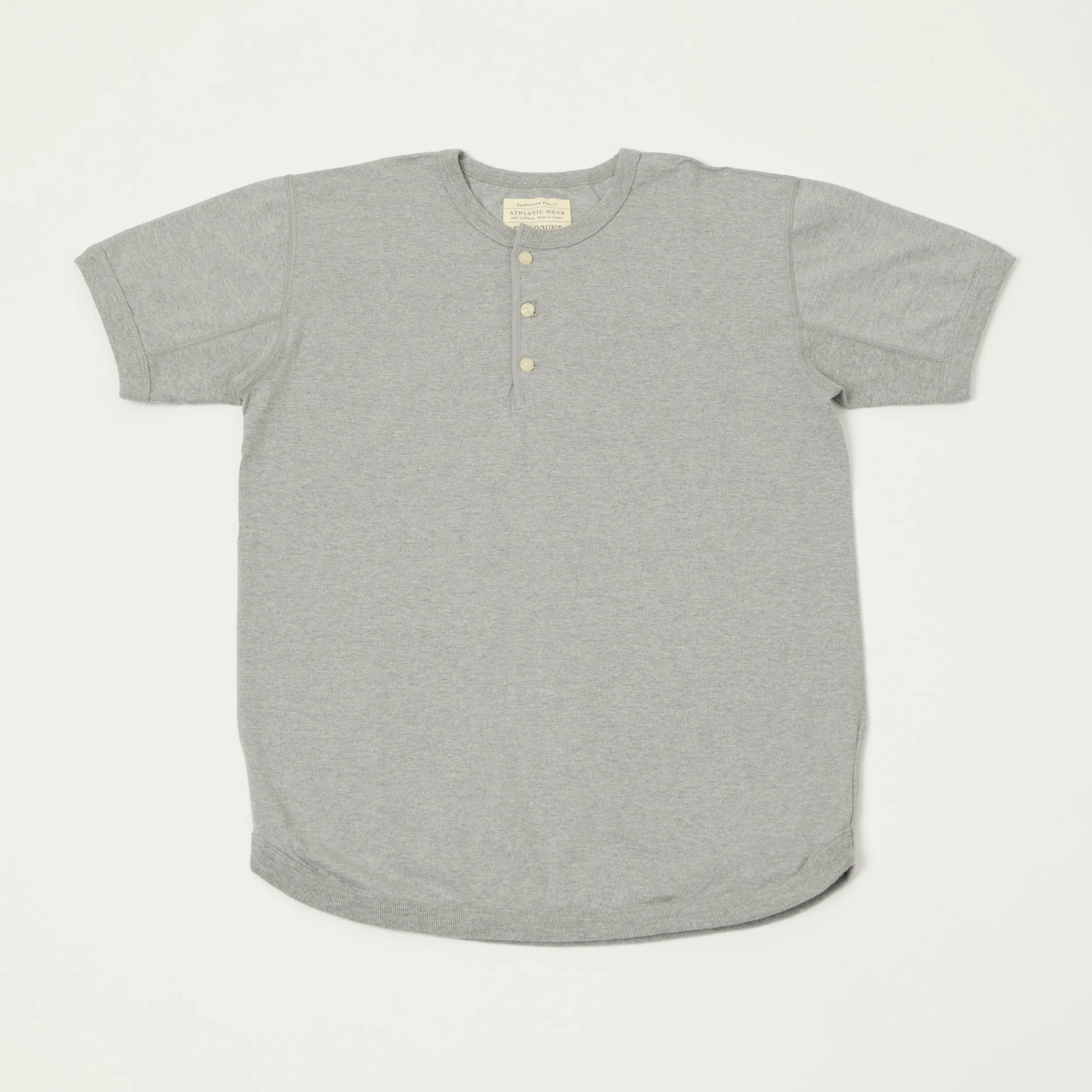 FULLCOUNT 5222H Flat Seam Heavyweight Henley - Heather Grey sold by Son of a Stag