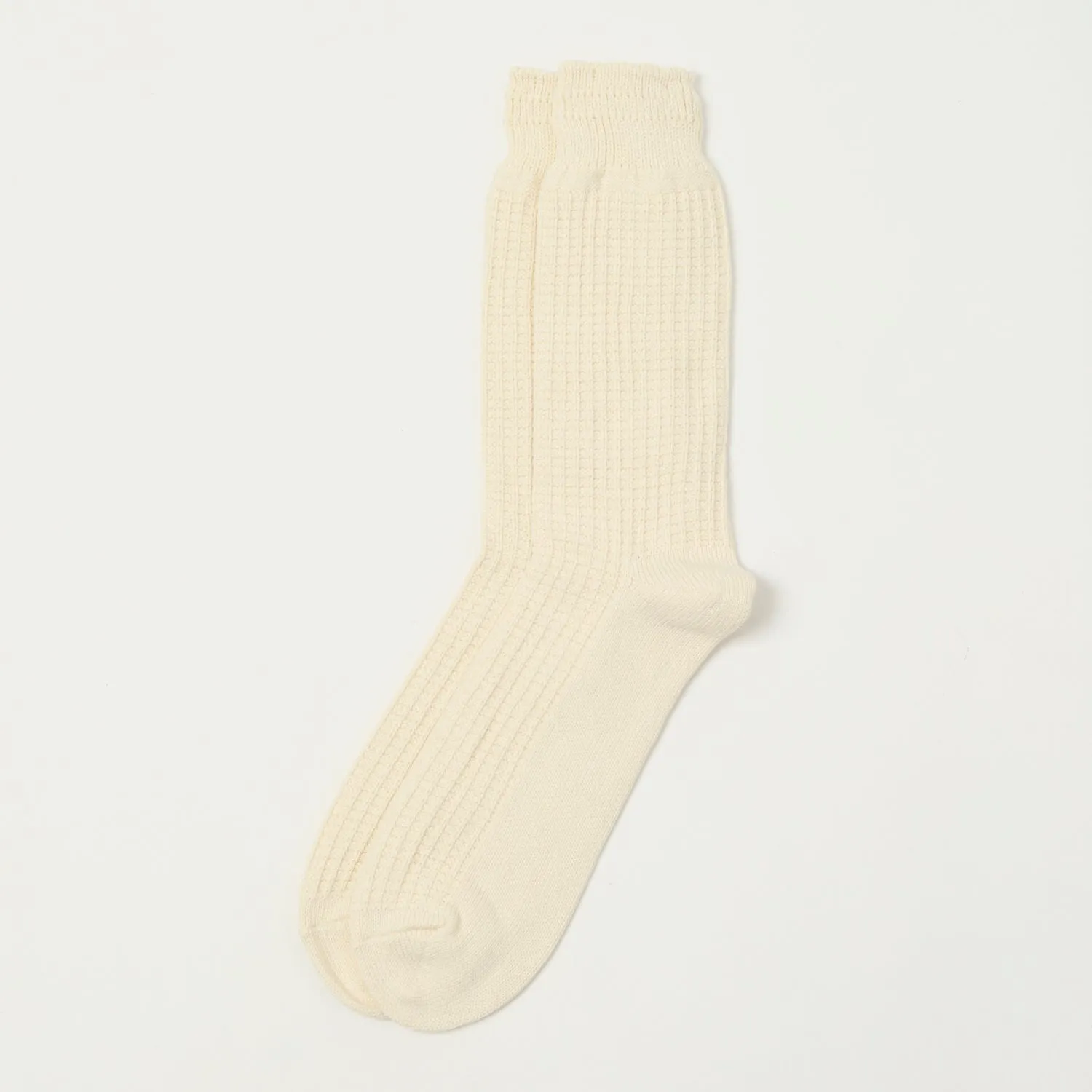 RoToTo Cotton Waffle Crew Sock - Raw White sold by Son of a Stag
