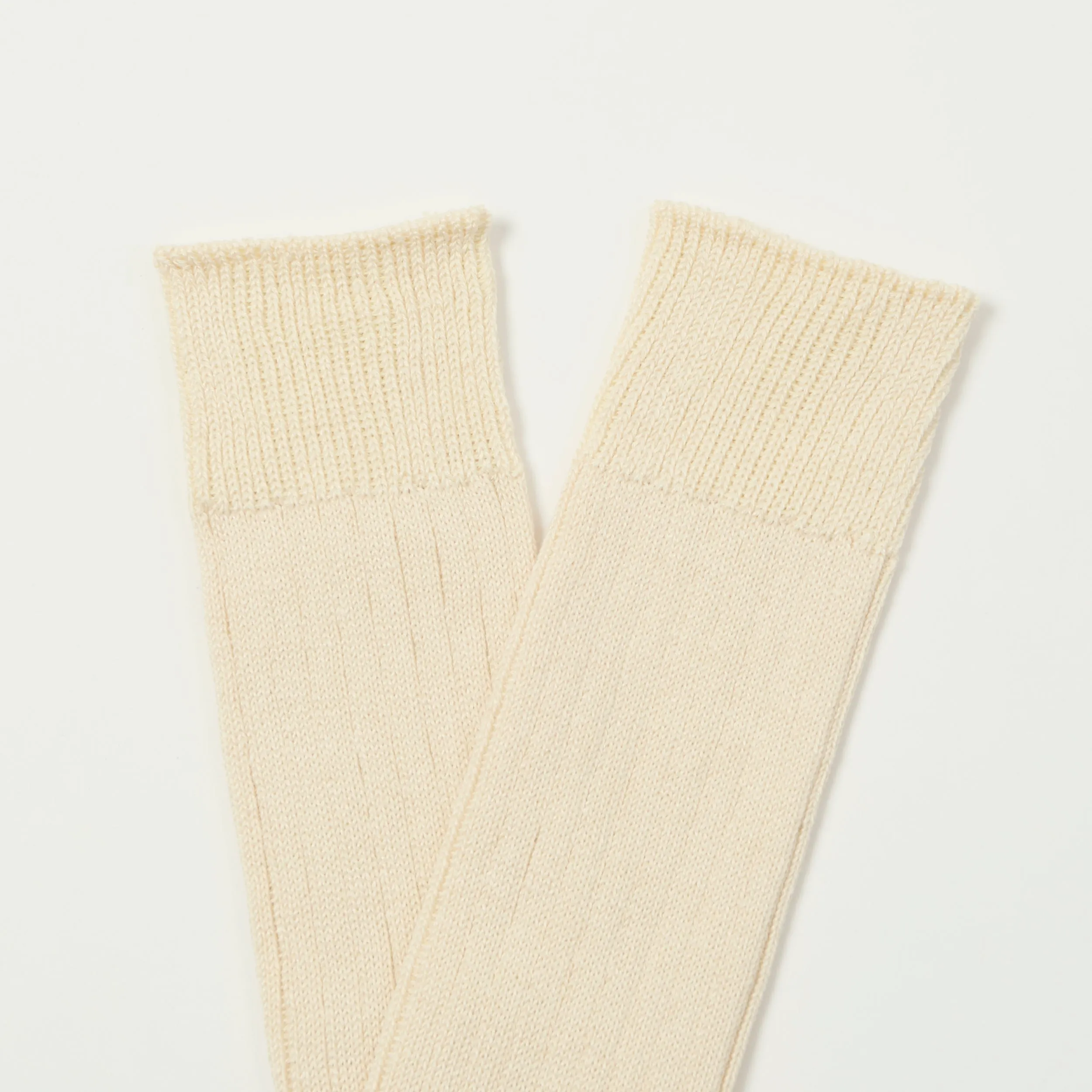 RoToTo Linen Cotton Ribbed Crew Sock - Ecru sold by Son of a Stag product image thumbnail 2