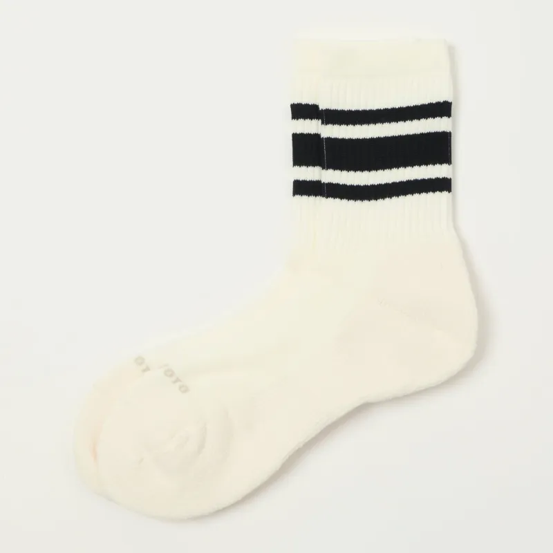 RoToTo Washi Cushion Stripe Crew Sock - Black sold by Son of a Stag