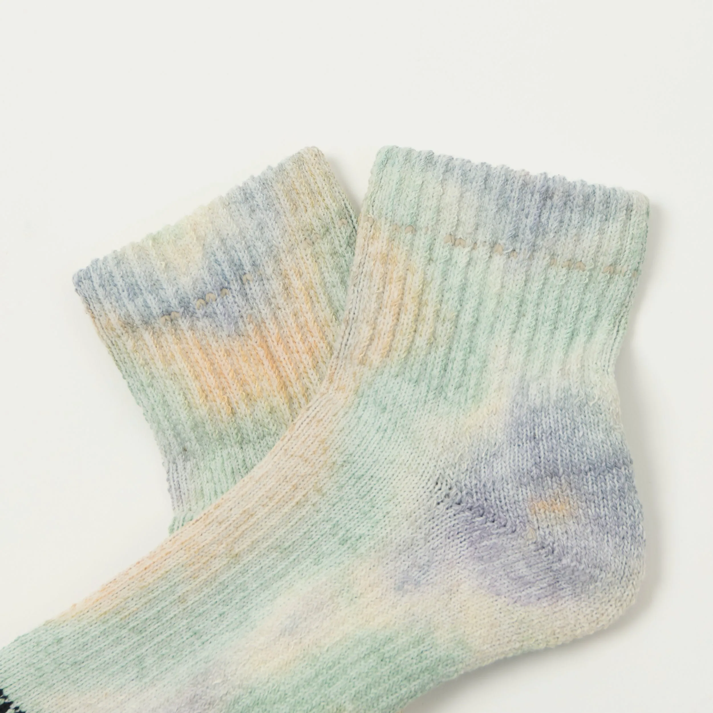 RoToTo Tie Dye Organic Cotton Pile Ankle Sock - Green/Light Pink/Purple sold by Son of a Stag product image thumbnail 2