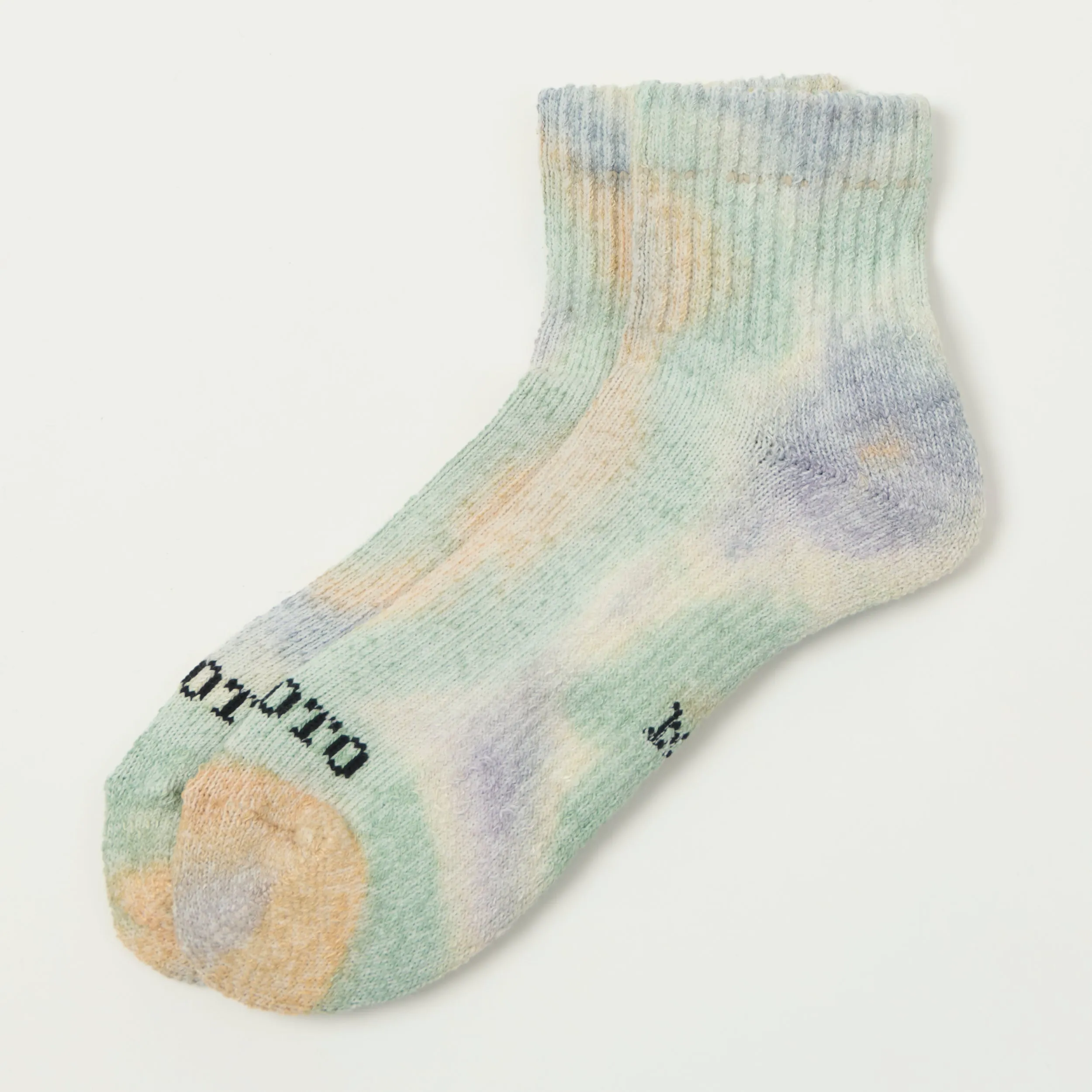 RoToTo Tie Dye Organic Cotton Pile Ankle Sock - Green/Light Pink/Purple sold by Son of a Stag