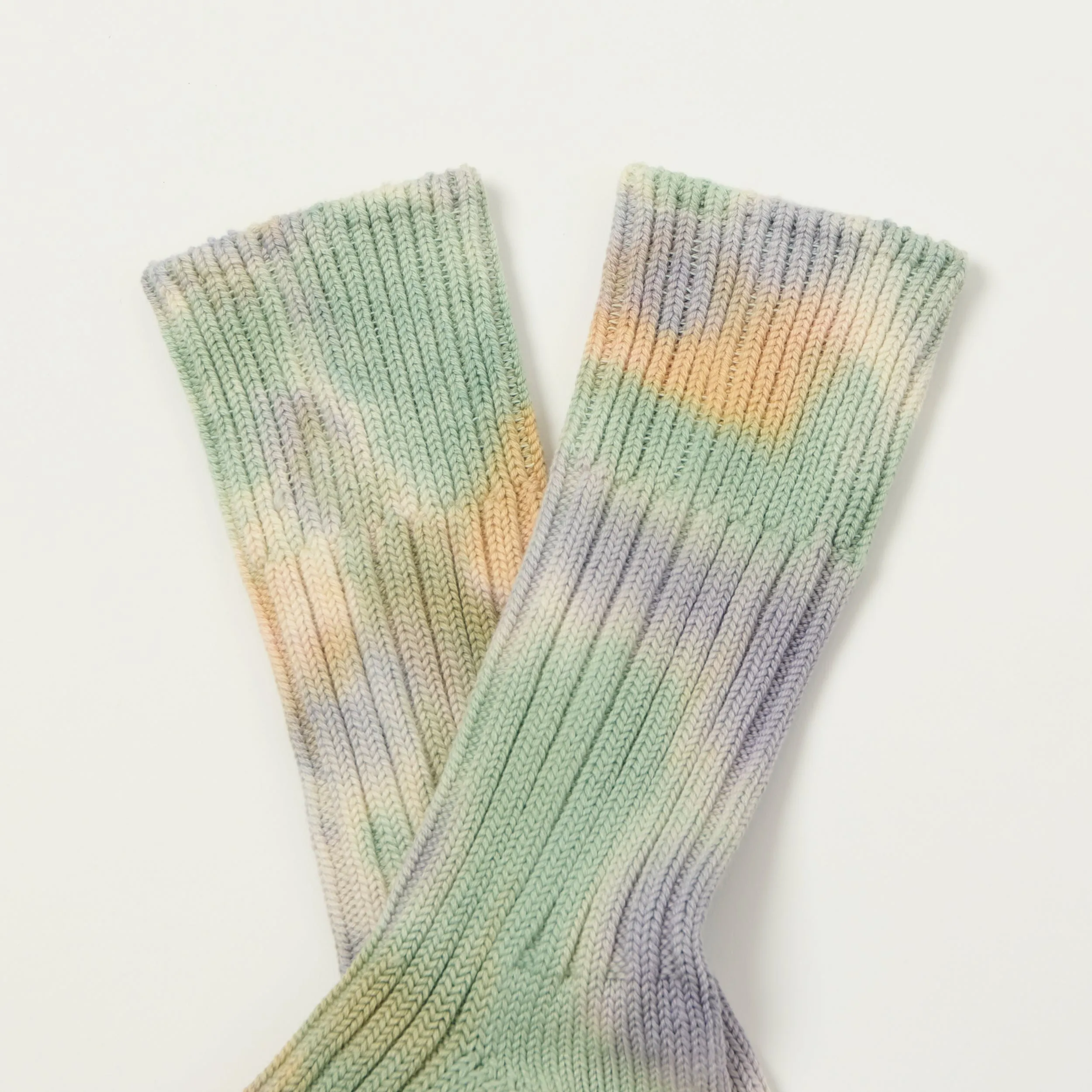 RoToTo Tie Dye Chunky Ribbed Crew Sock - Green/Light Pink/Purple sold by Son of a Stag product image thumbnail 2