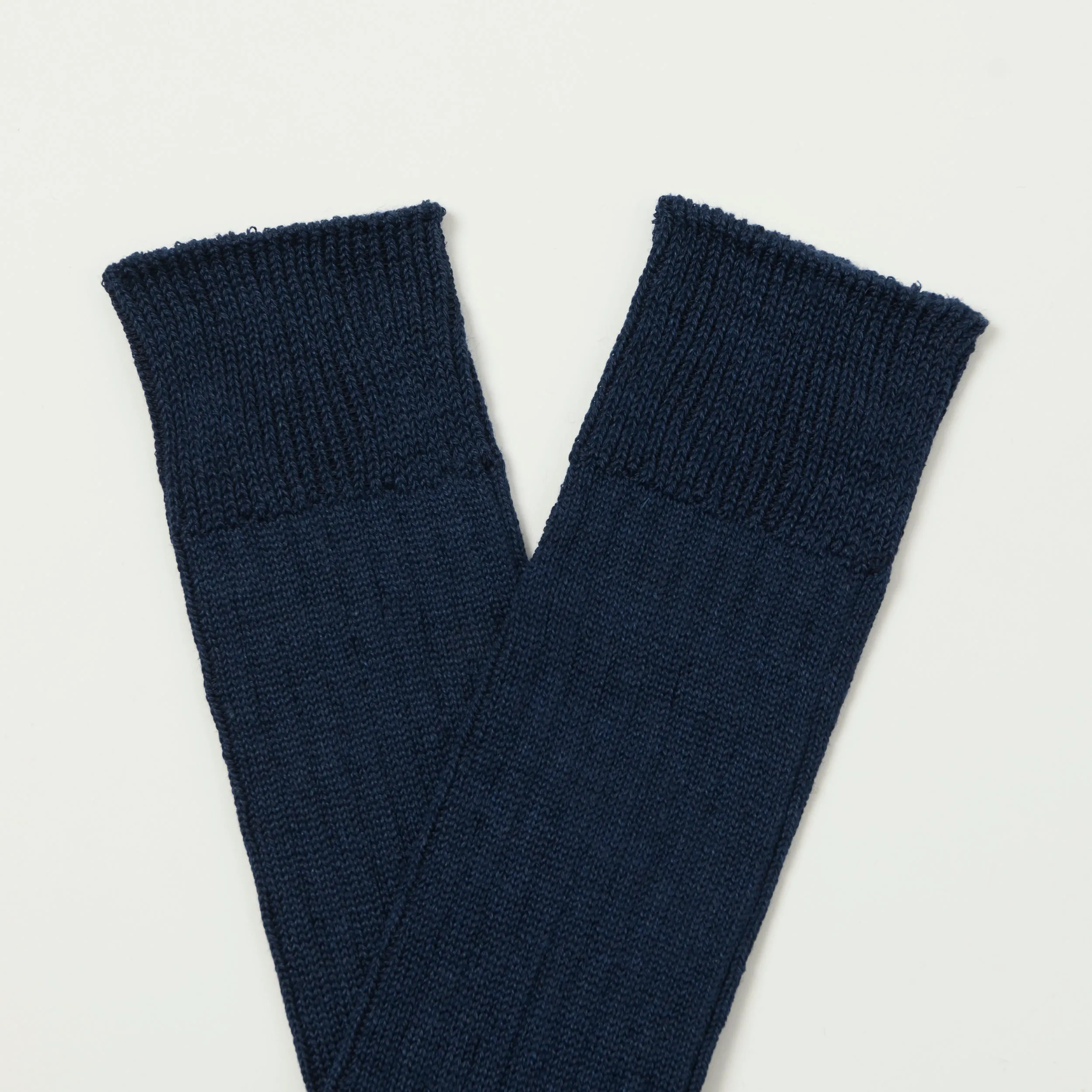 RoToTo Linen Cotton Ribbed Crew Sock - Navy sold by Son of a Stag product image thumbnail 2