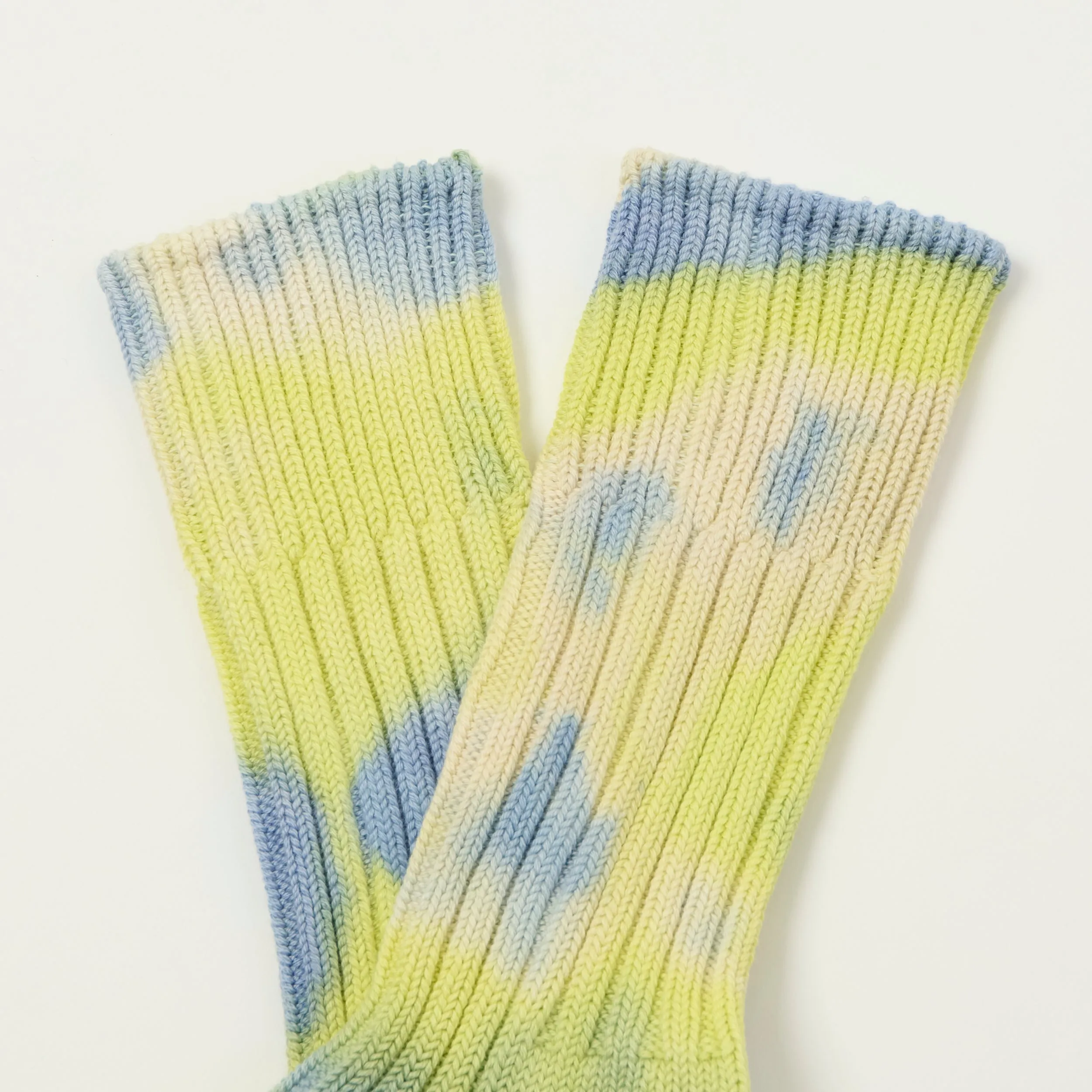 RoToTo Tie Dye Chunky Ribbed Crew Sock - Lime/Blue sold by Son of a Stag product image thumbnail 2