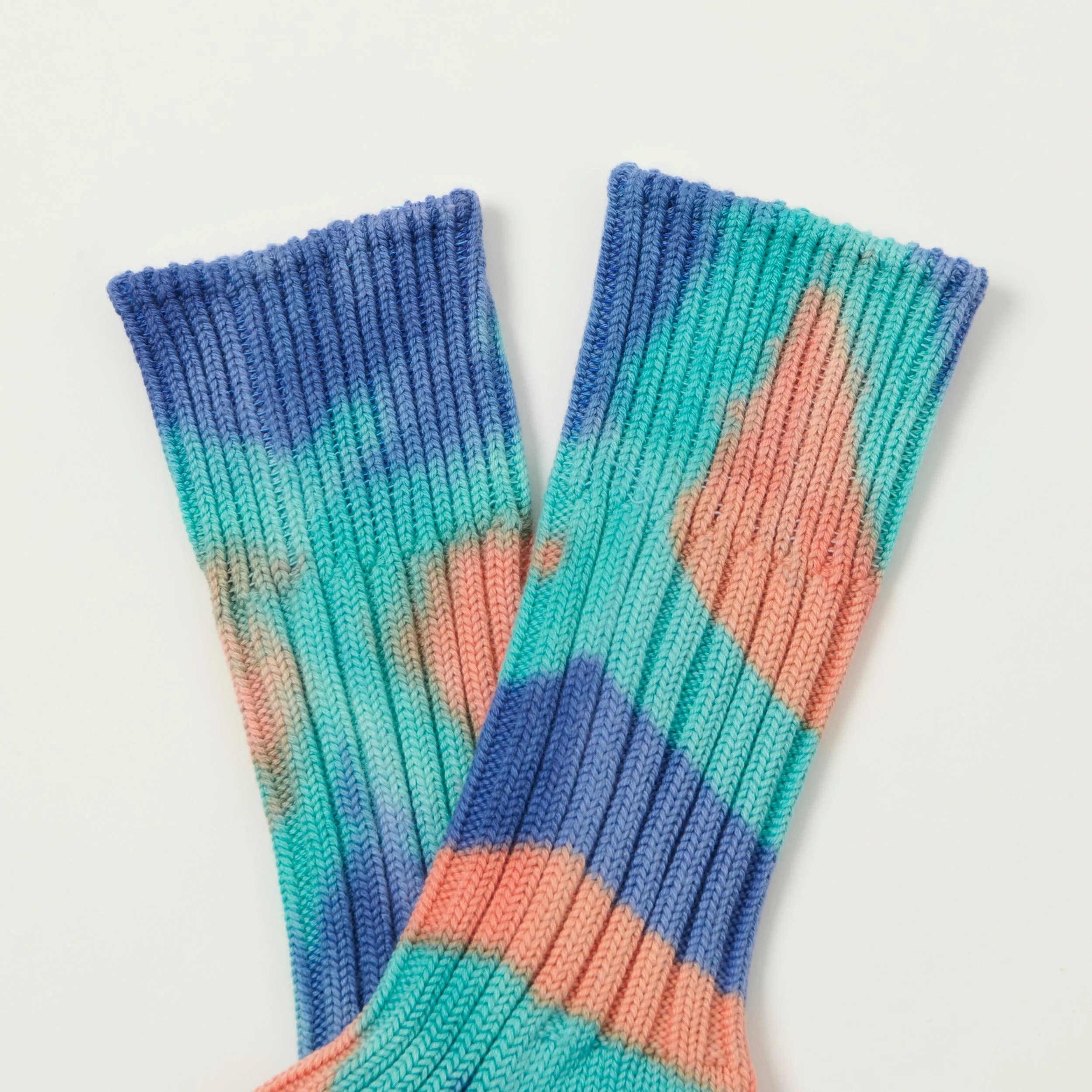 RoToTo Tie Dye Chunky Ribbed Crew Sock - Blue/Orange sold by Son of a Stag product image thumbnail 2