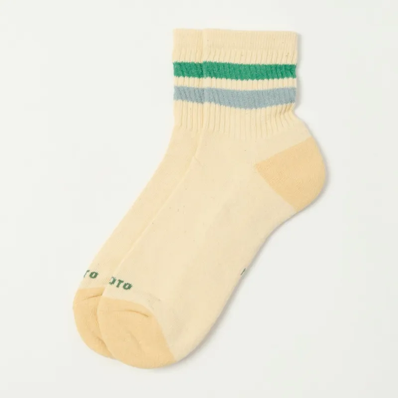 RoToTo Retro Athletic Ankle Sock - Green/Light Blue sold by Son of a Stag