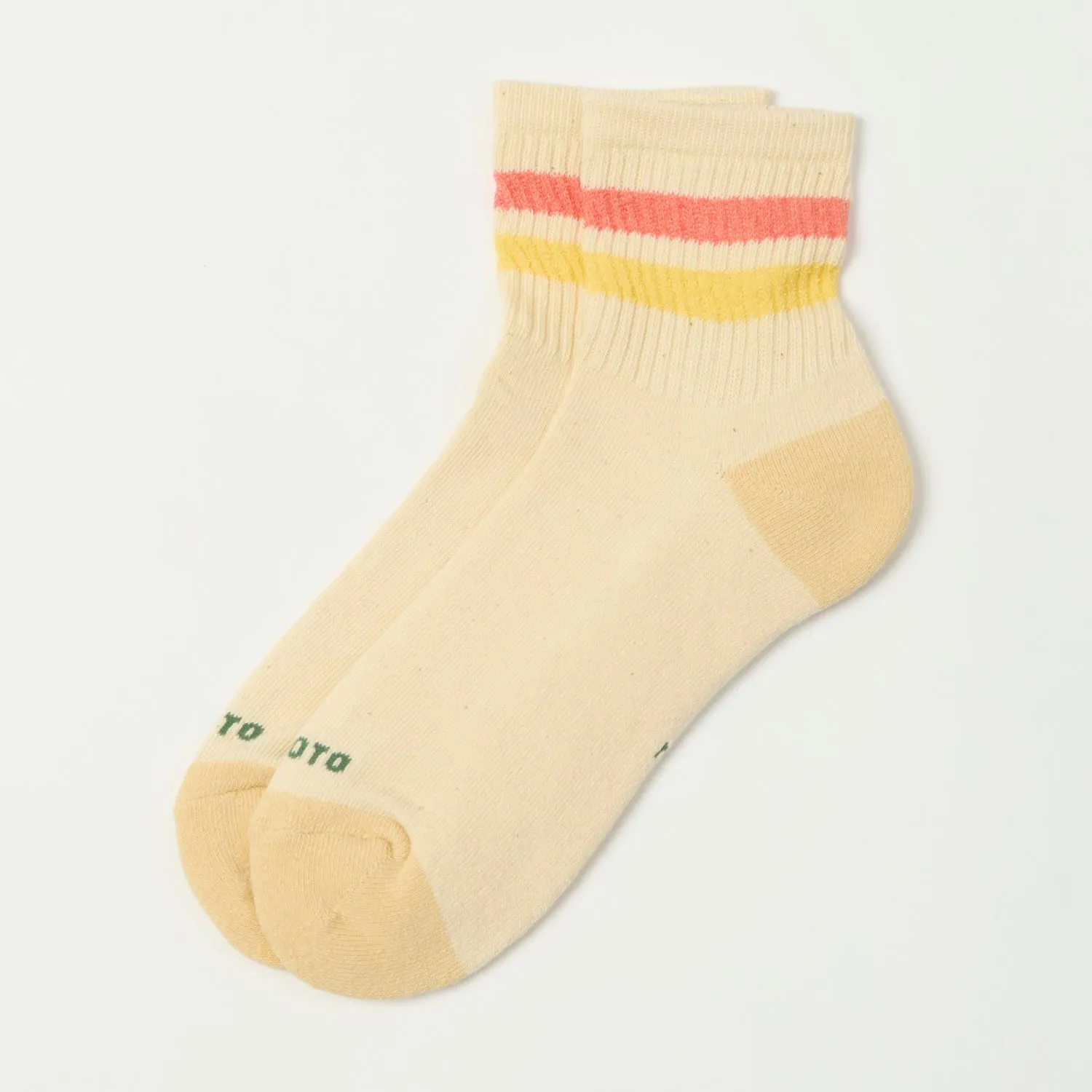 RoToTo Retro Athletic Ankle Sock - Coral/Light Yellow sold by Son of a Stag