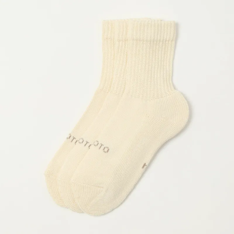 RoToTo Organic Daily 3 Pack Mini Crew Sock - Ivory sold by Son of a Stag