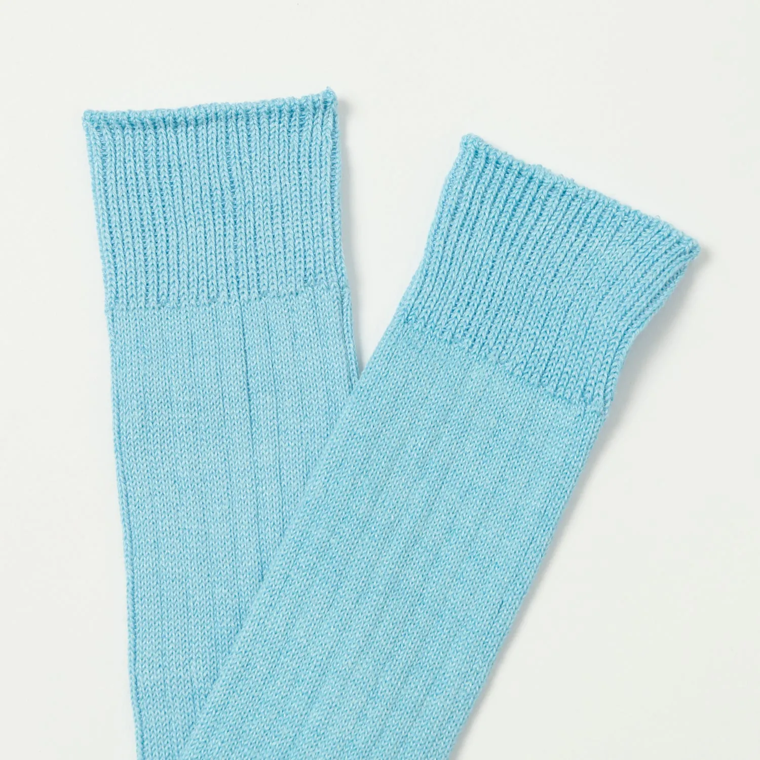 RoToTo Linen Cotton Ribbed Crew Sock - Sky Blue sold by Son of a Stag product image thumbnail 2
