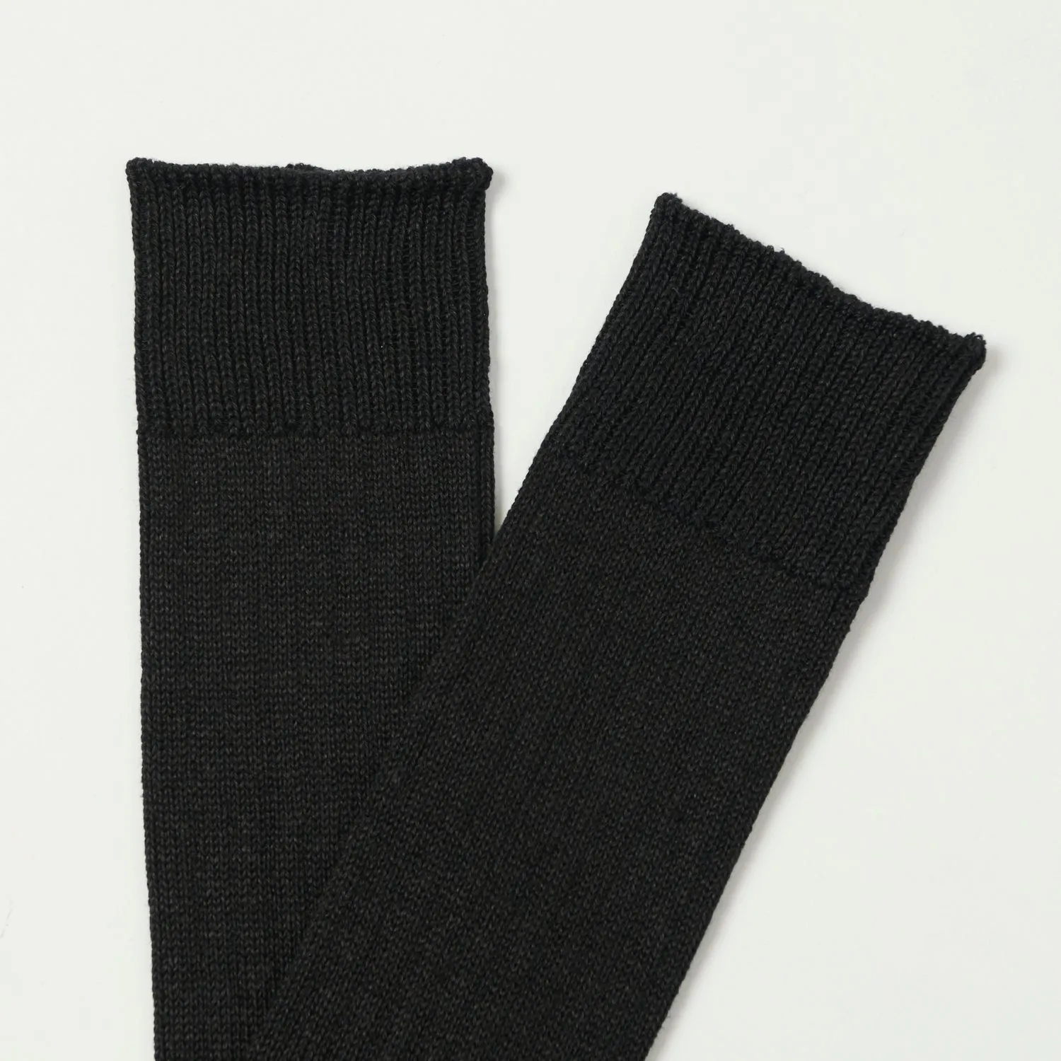 RoToTo Linen Cotton Ribbed Crew Sock - Black sold by Son of a Stag product image thumbnail 2