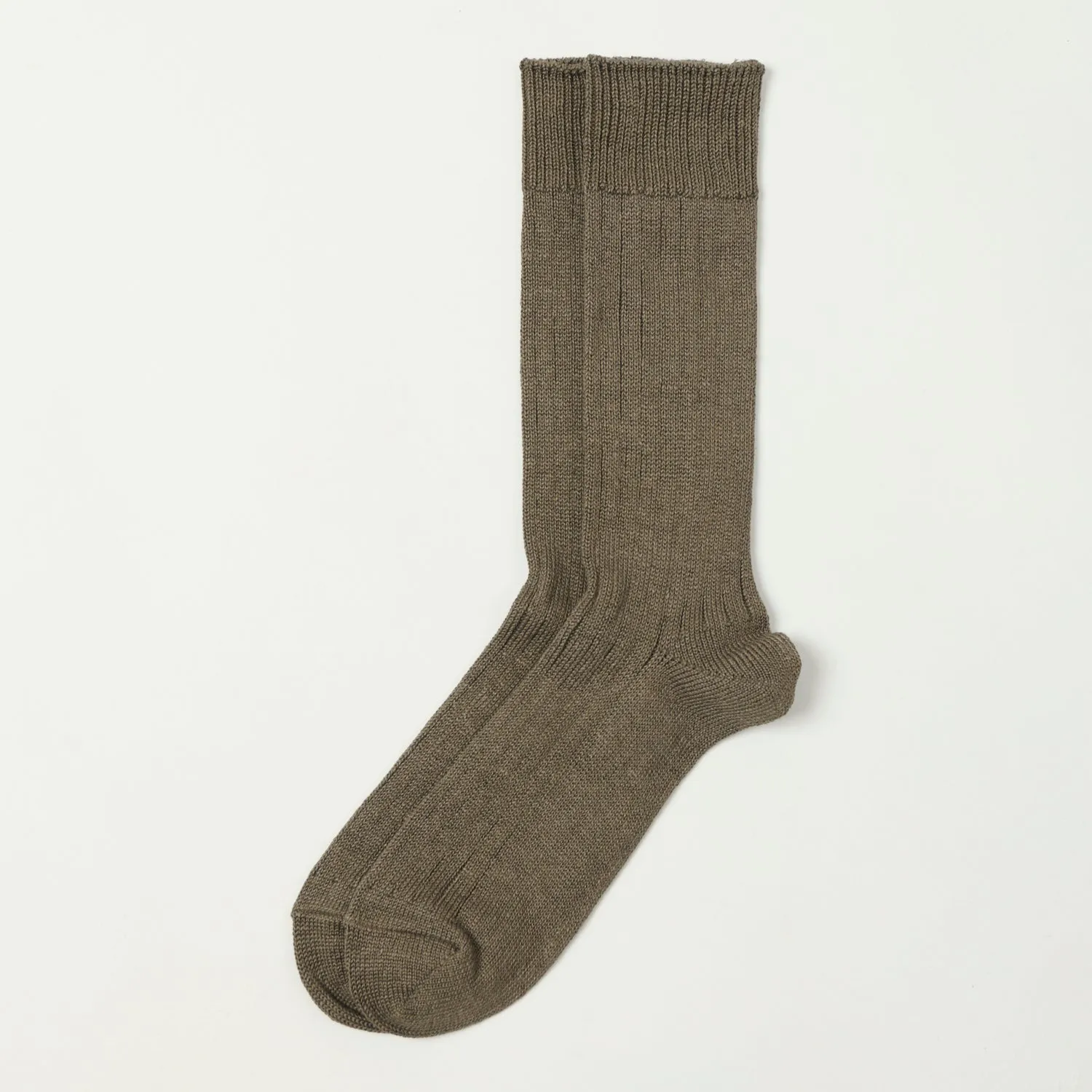 RoToTo Linen Cotton Ribbed Crew Sock - Dark Grey sold by Son of a Stag