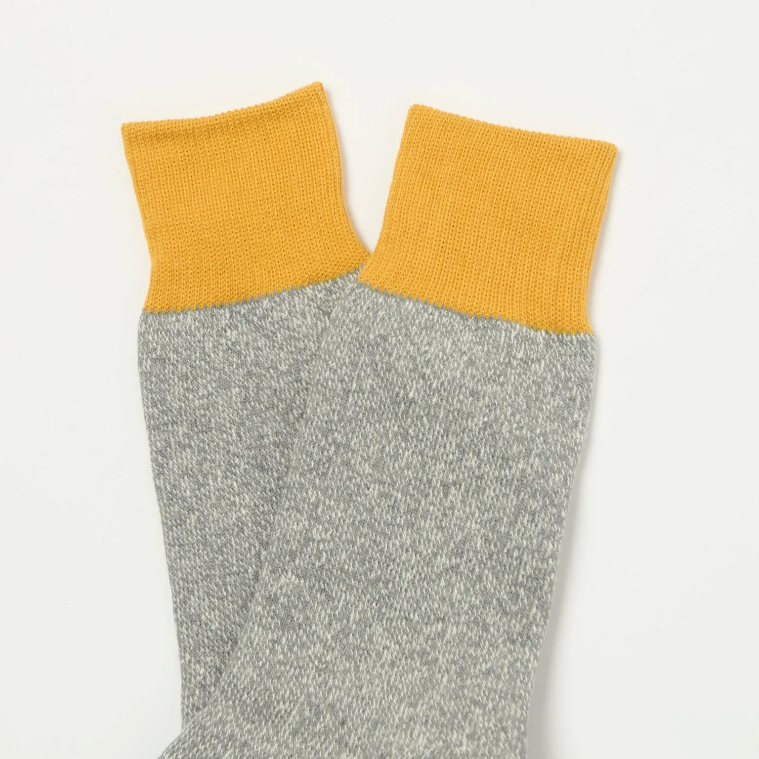 RoToTo Silk & Cotton Double Face Crew Sock - Dark Yellow/Grey sold by Son of a Stag product image thumbnail 2