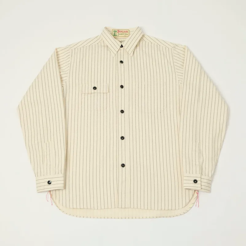 Sugar Cane Wabash Stripe Work Shirt - White made by Sugar Cane