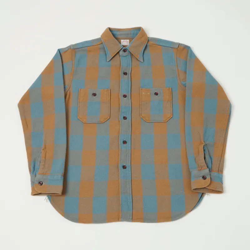 Warehouse & Co 3104 Plaid Flannel Shirt - Sax/Brown made by WAREHOUSE & CO.