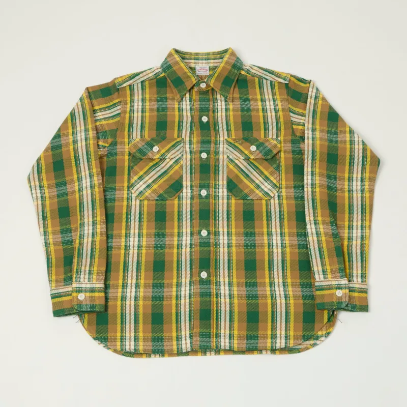 Warehouse & Co 3104 Plaid Flannel Shirt - Green/Ivory sold by Son of a Stag