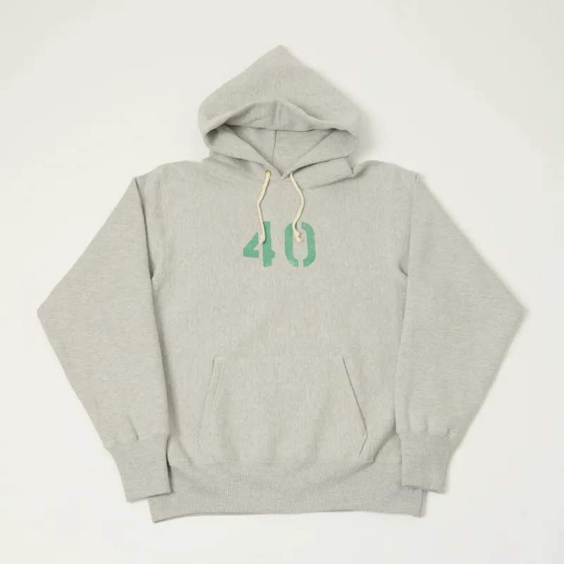 Warehouse 484 'No 40' Reverse Weave Hooded Sweatshirt - Heather Grey sold by Son of a Stag