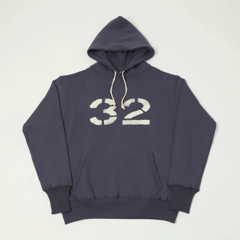 Warehouse & Co 450 'No 32' Two Needle Hooded Sweatshirt - Navy sold by Son of a Stag