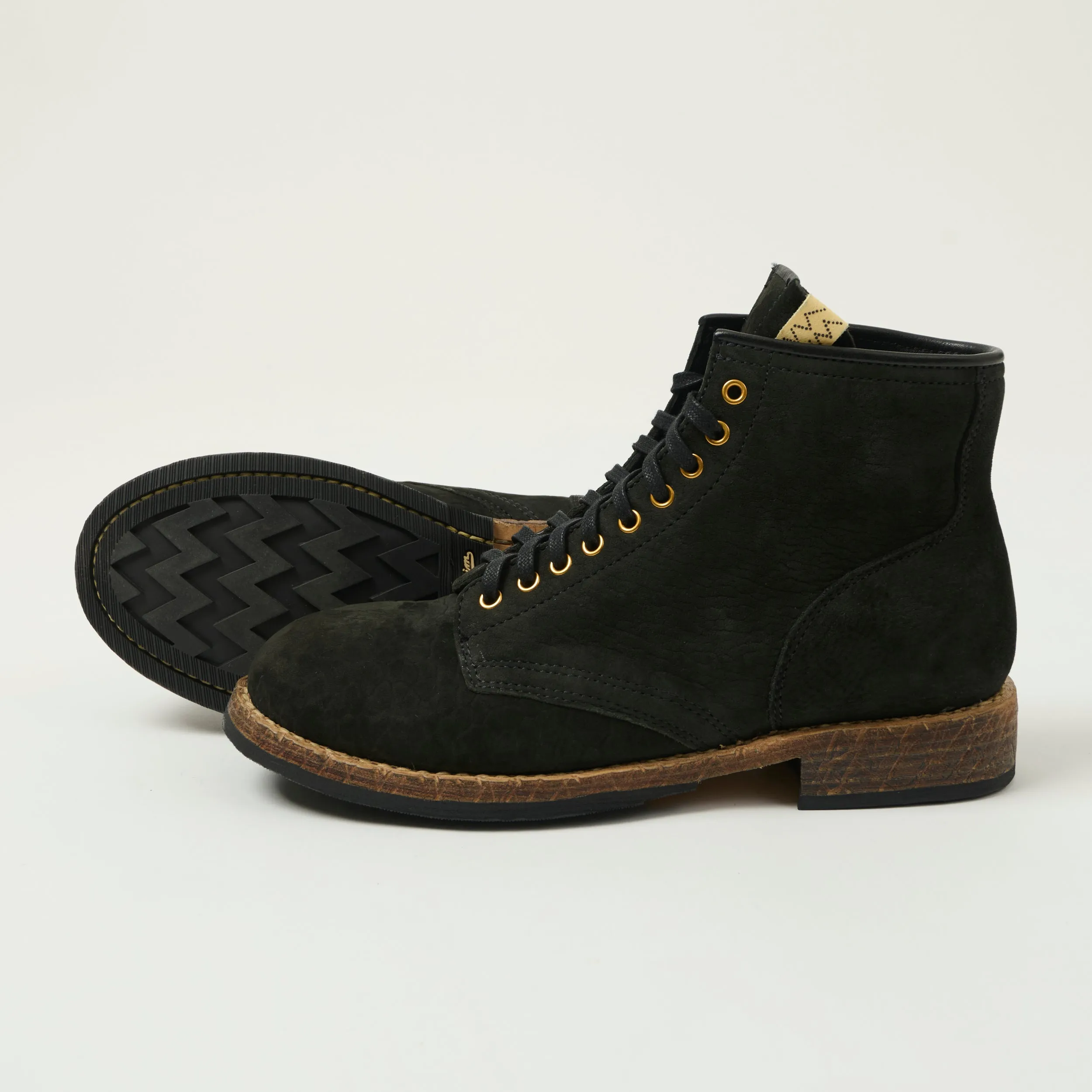 visvim 'Brigadier Mid Folk' Lambskin Roughout Boot - Black sold by Son of a Stag product image thumbnail 2