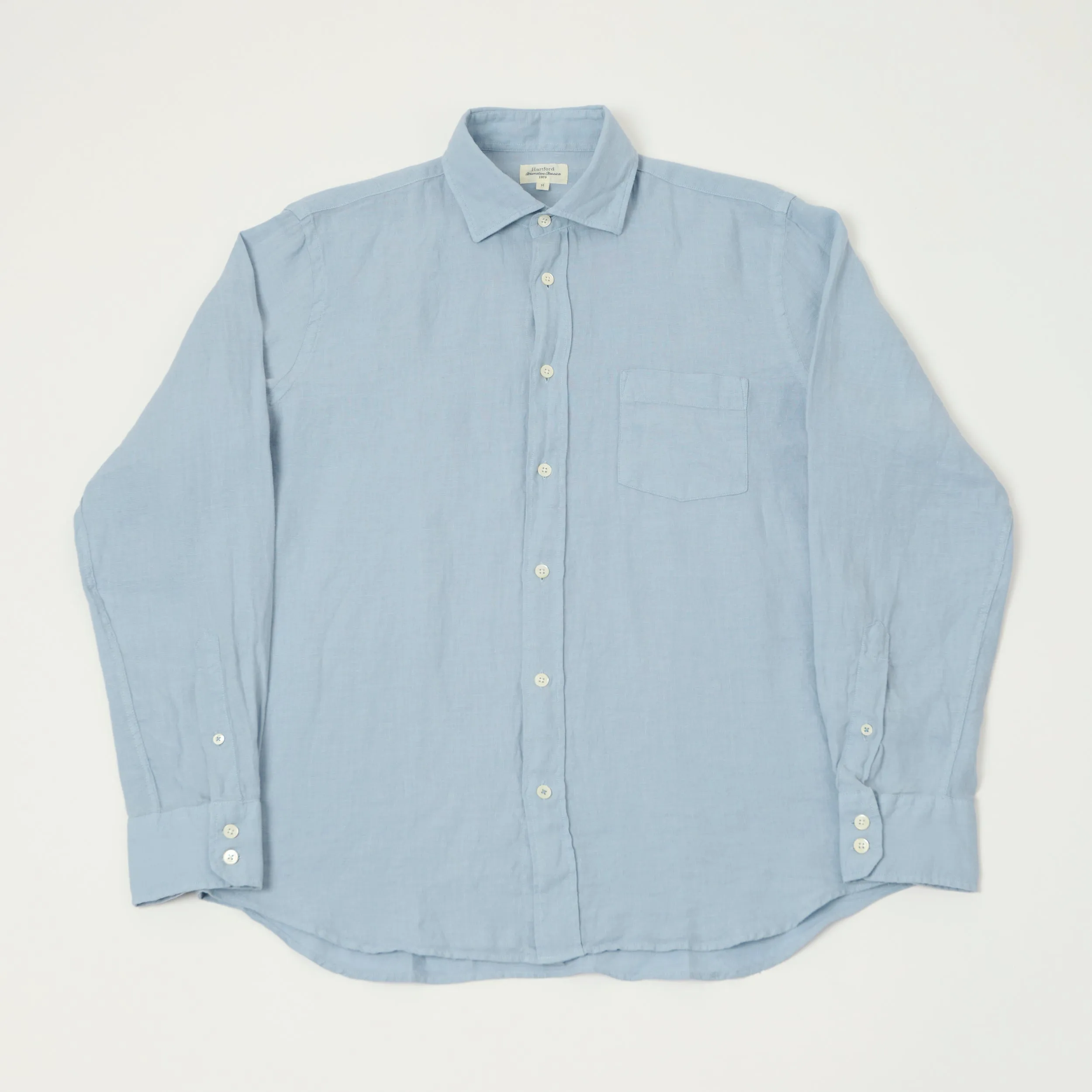Hartford 'Paul' Linen Shirt - Bleach Blue sold by Son of a Stag