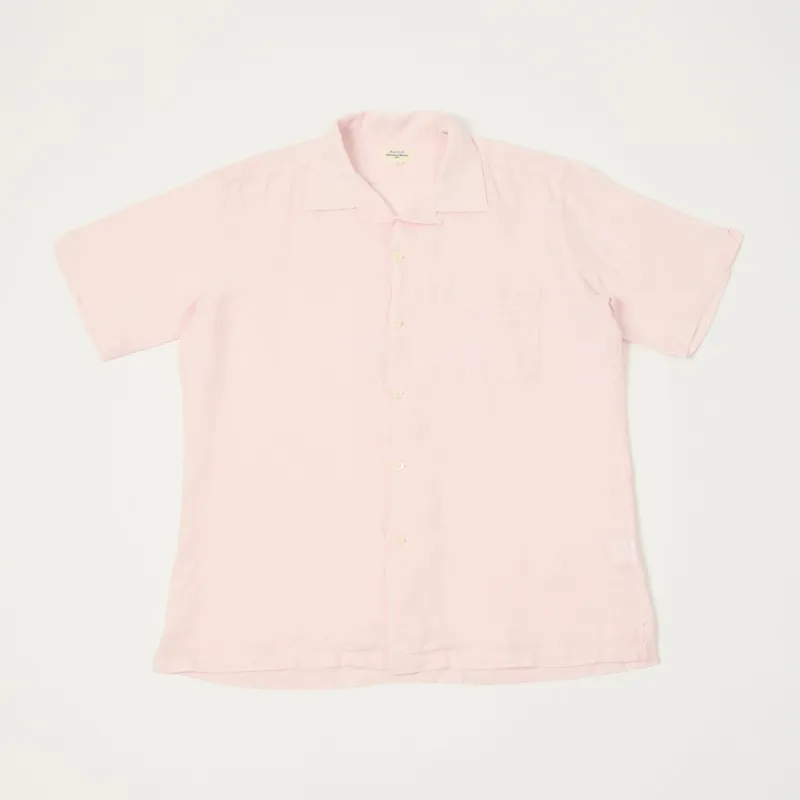 Hartford 'Palm' Camp Collar Linen Shirt - Shell Pink made by Hartford