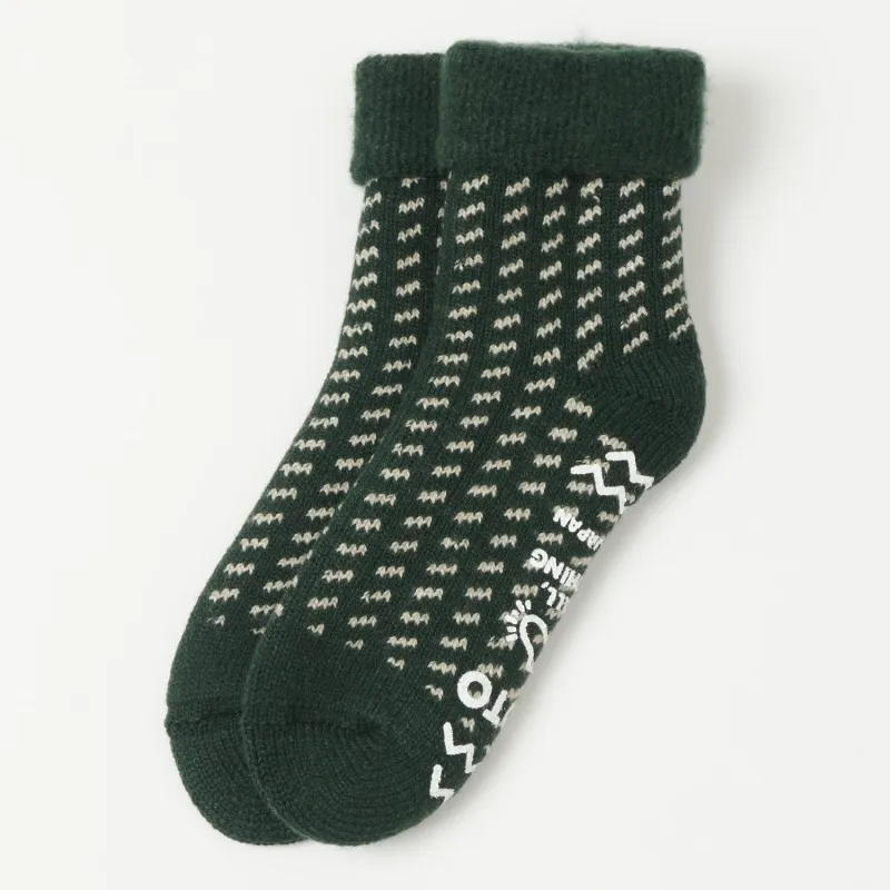 RoToTo Bird's Eye Comfy Room Sock - Green sold by Son of a Stag