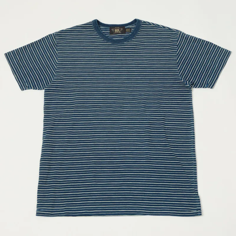 RRL Striped Jacquard T-Shirt - Indigo made by RRL