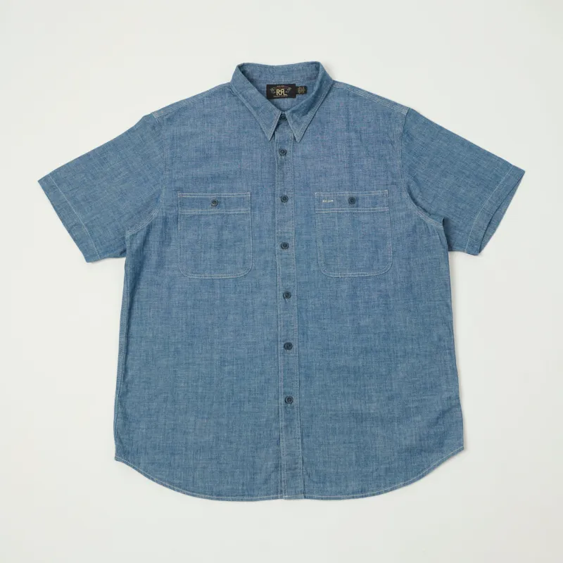 RRL Short Sleeve Chambray Workshirt - Indigo sold by Son of a Stag