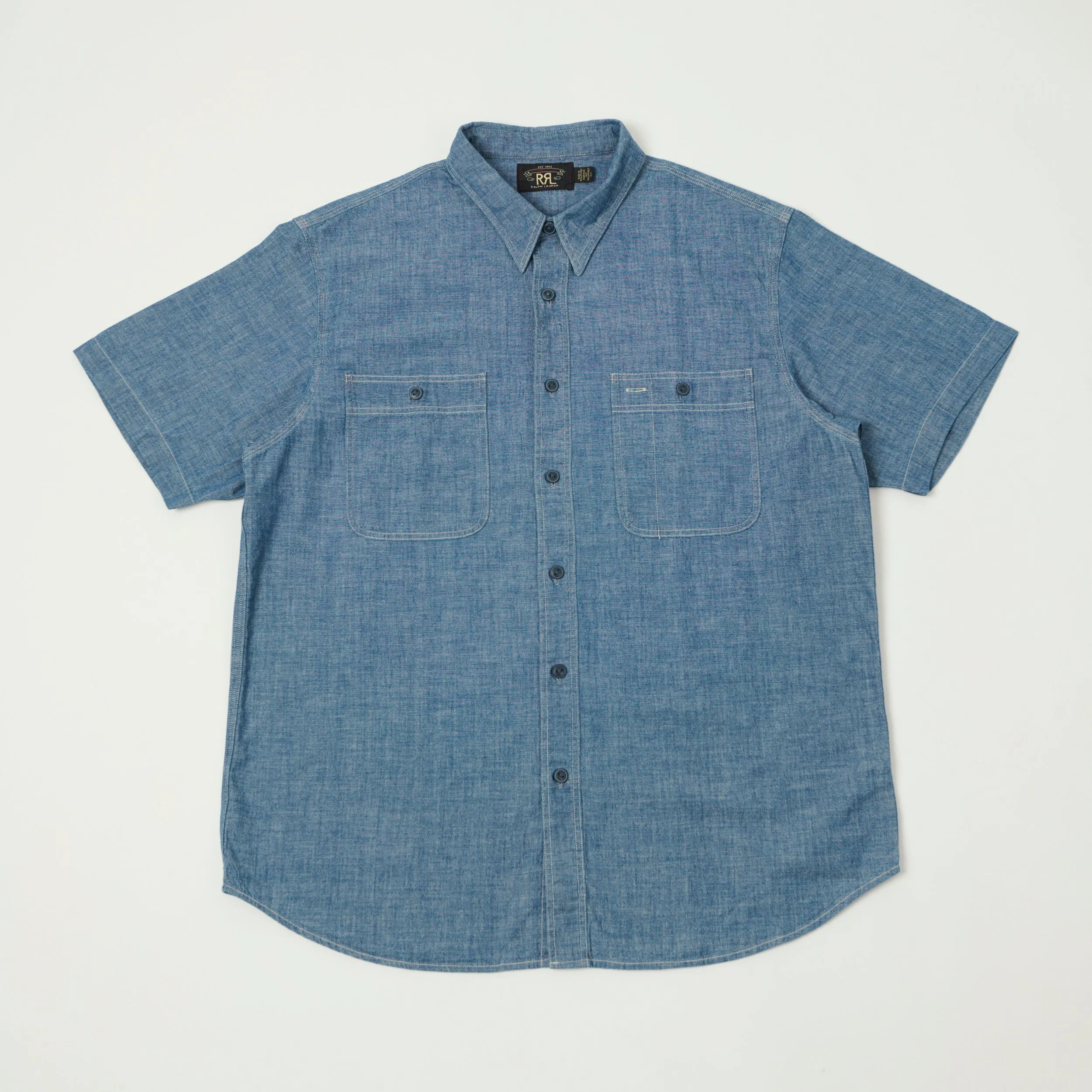 RRL Short Sleeve Chambray Workshirt - Indigo sold by Son of a Stag