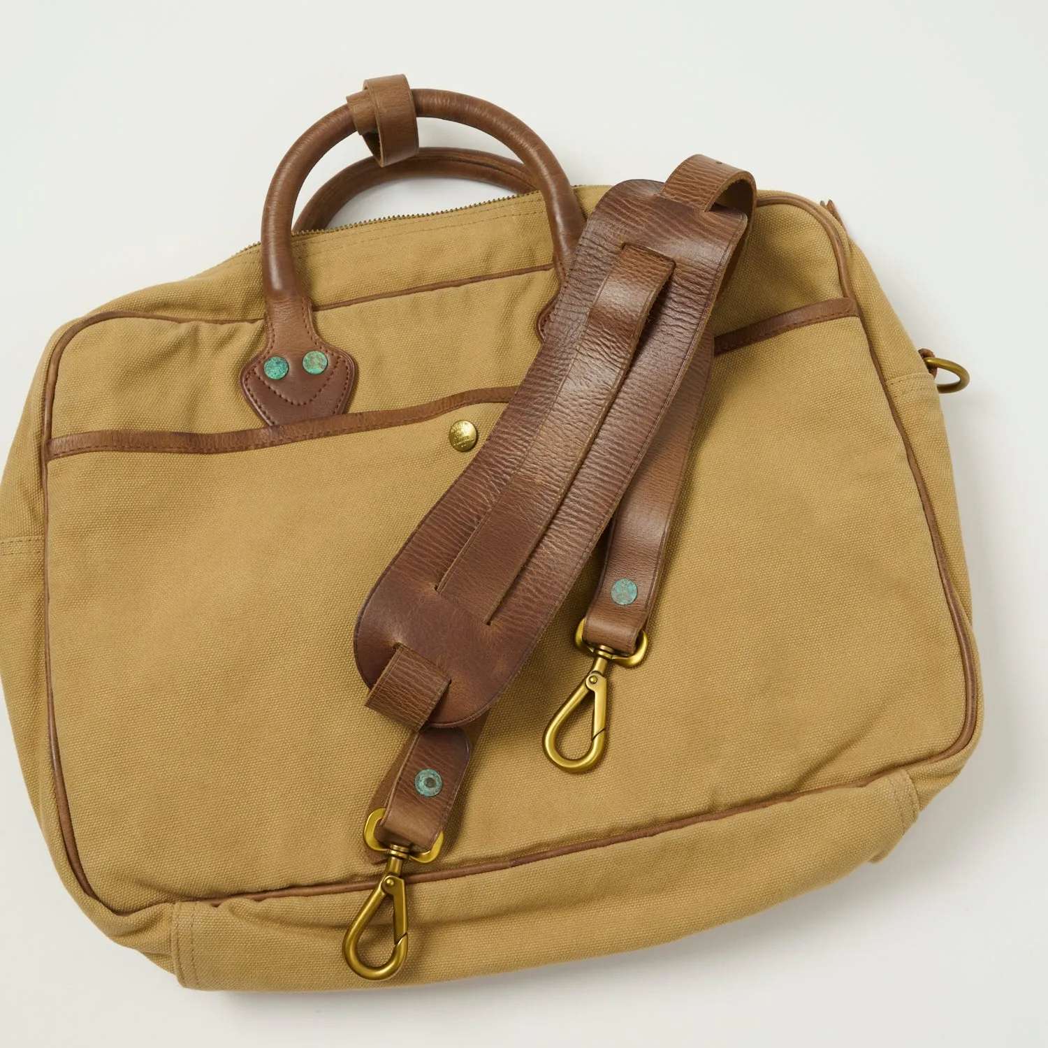RRL Leather-Trim Canvas Briefcase - Khaki/Brown sold by Son of a Stag product image thumbnail 3