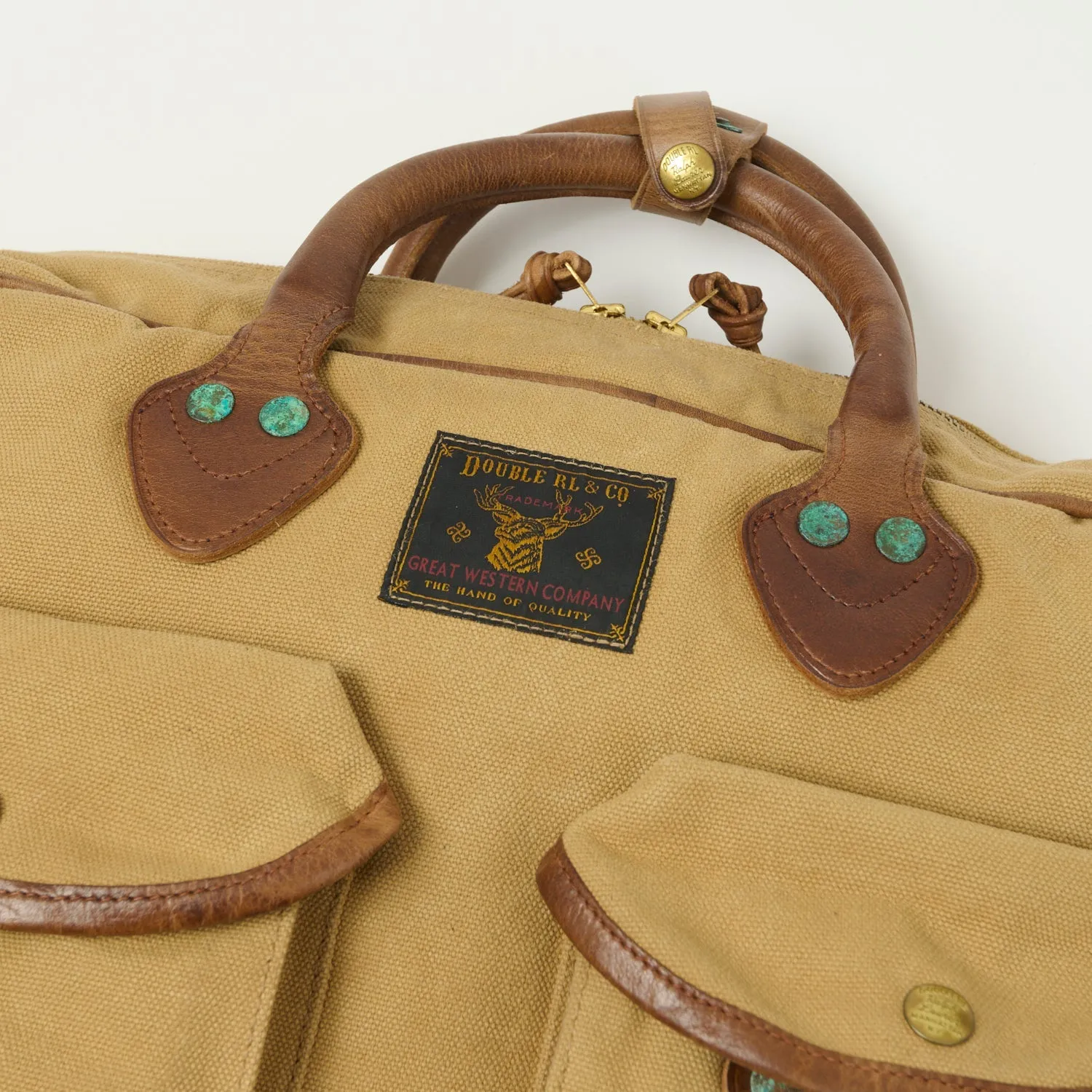 RRL Leather-Trim Canvas Briefcase - Khaki/Brown sold by Son of a Stag product image thumbnail 2