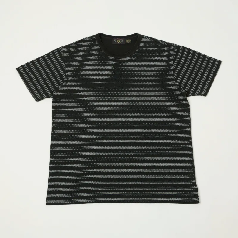RRL Striped Jacquard T-Shirt - Indigo Black made by RRL