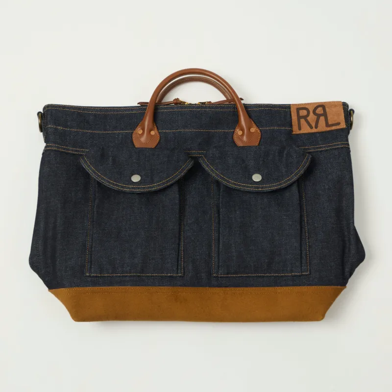 RRL Leather-Trim Denim Day Bag - Indigo sold by Son of a Stag