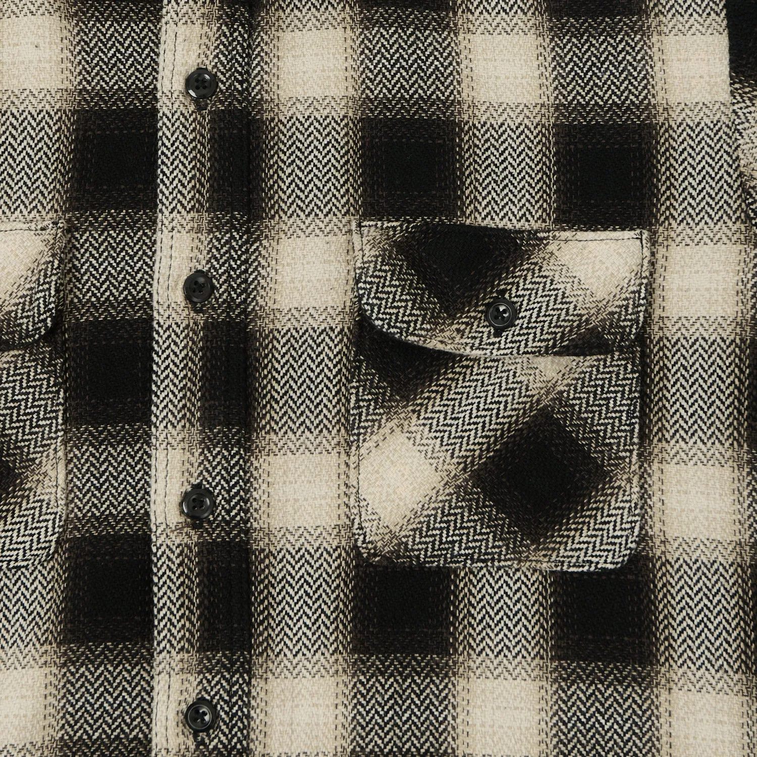 orSlow Herringbone Buffalo Check Flannel Shirt - Black/White sold by Son of a Stag product image thumbnail 4