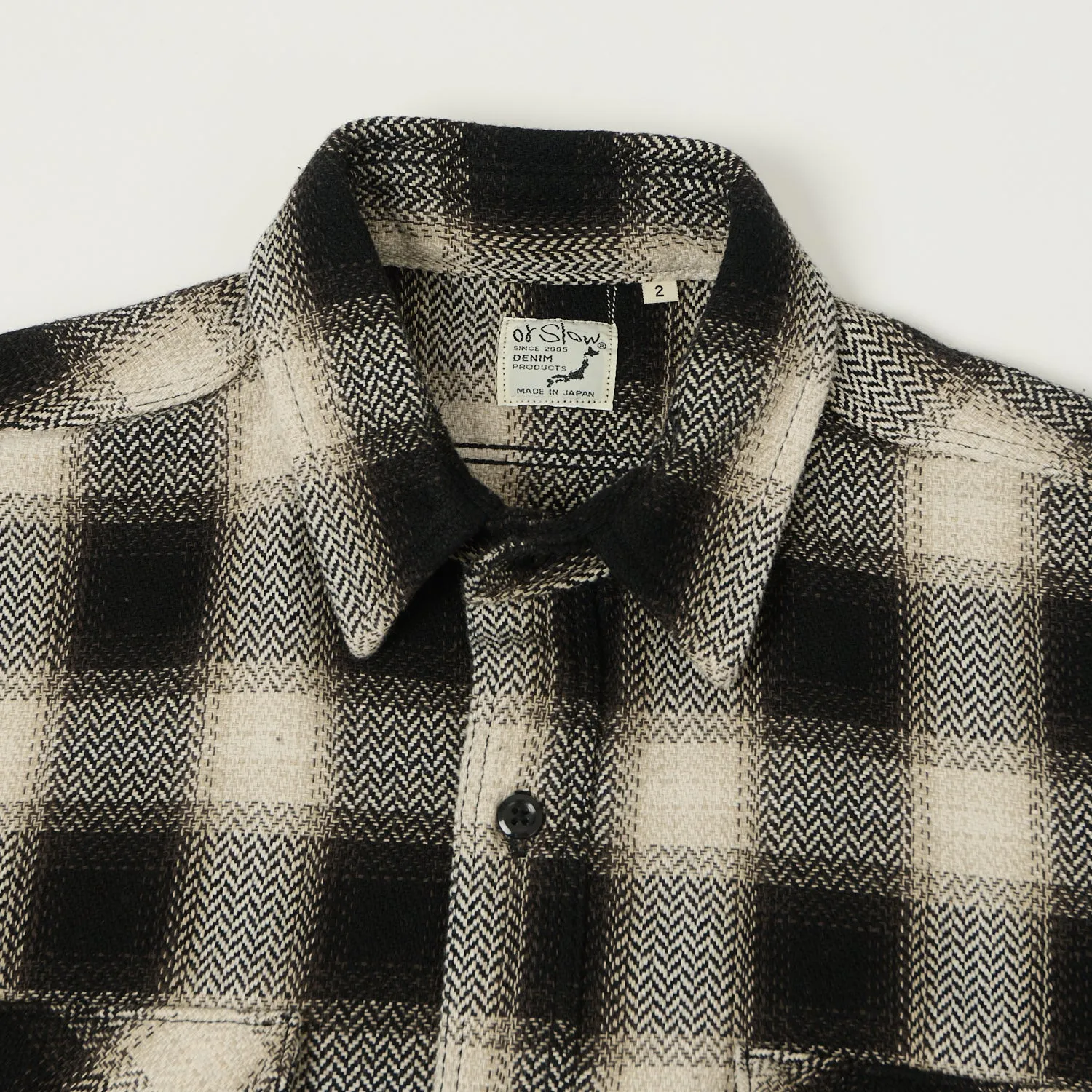 orSlow Herringbone Buffalo Check Flannel Shirt - Black/White sold by Son of a Stag product image thumbnail 2