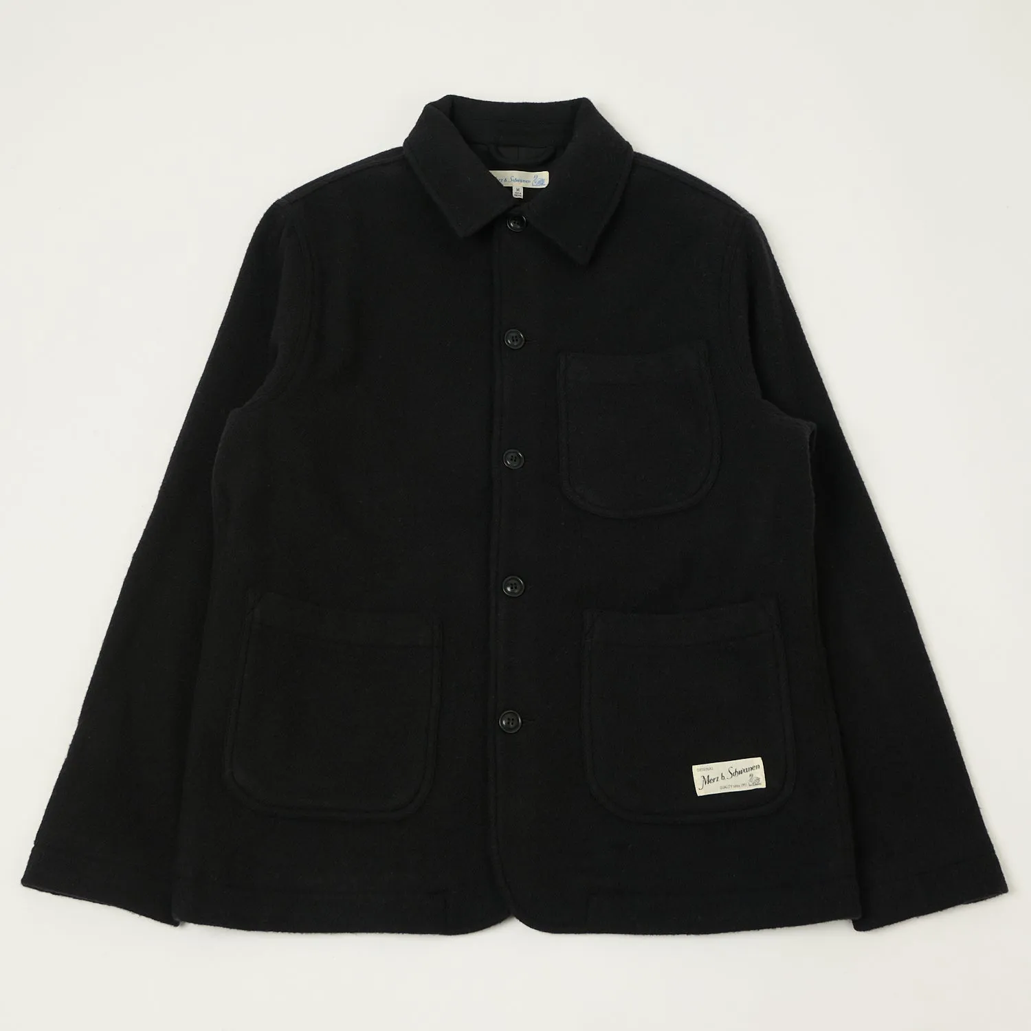 Merz b. Schwanen 'Good Basics' Wool Work Jacket - Deep Black sold by Son of a Stag