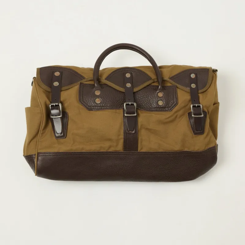 Warehouse & Co 5218 Leather/Canvas Boston Bag - Brown made by WAREHOUSE & CO.