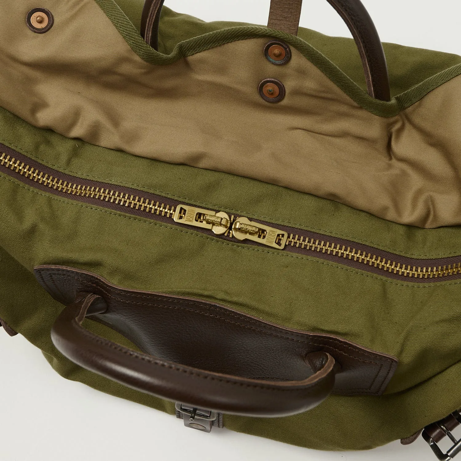 Warehouse & Co 5218 Leather/Canvas Boston Bag - OD Green sold by Son of a Stag product image thumbnail 5