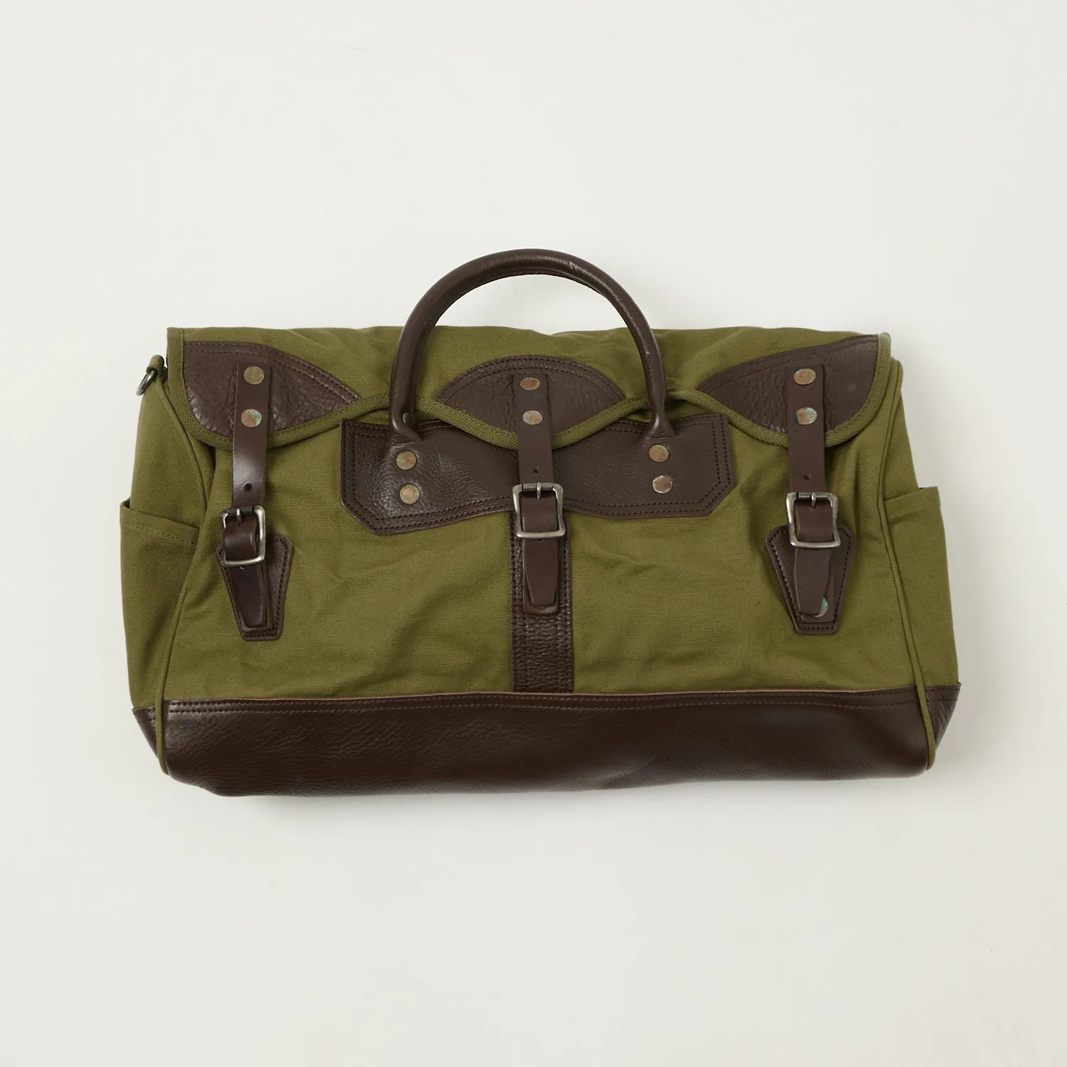 Warehouse & Co 5218 Leather/Canvas Boston Bag - OD Green sold by Son of a Stag