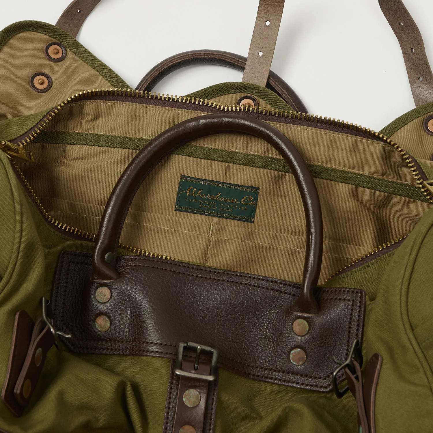 Warehouse & Co 5218 Leather/Canvas Boston Bag - OD Green sold by Son of a Stag product image thumbnail 3