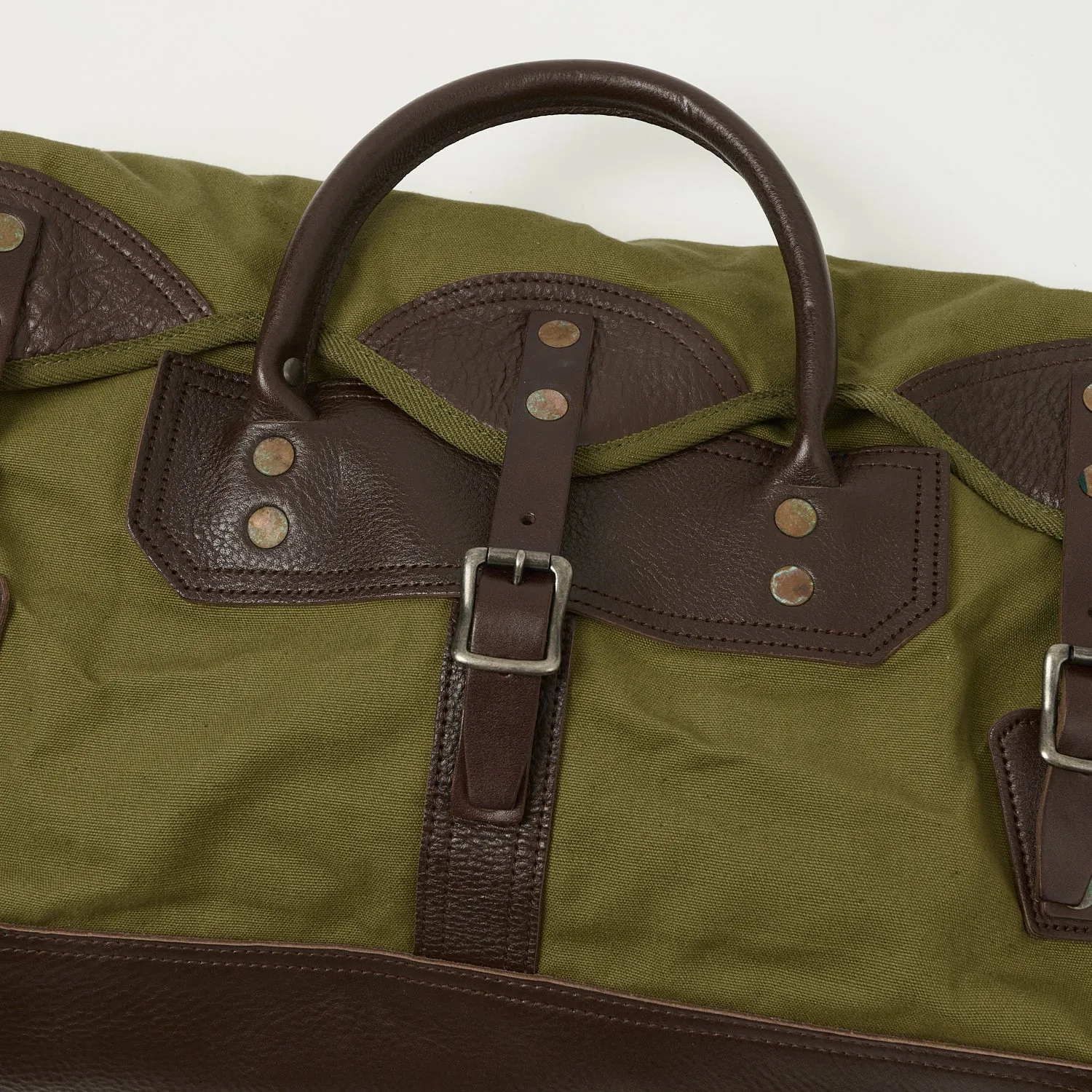 Warehouse & Co 5218 Leather/Canvas Boston Bag - OD Green sold by Son of a Stag product image thumbnail 2
