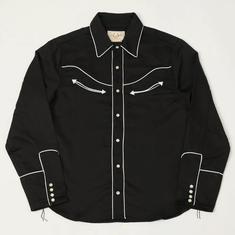 Freenote Cloth 'Rambler Honky Tonk' Western Shirt - Black made by Freenote Cloth
