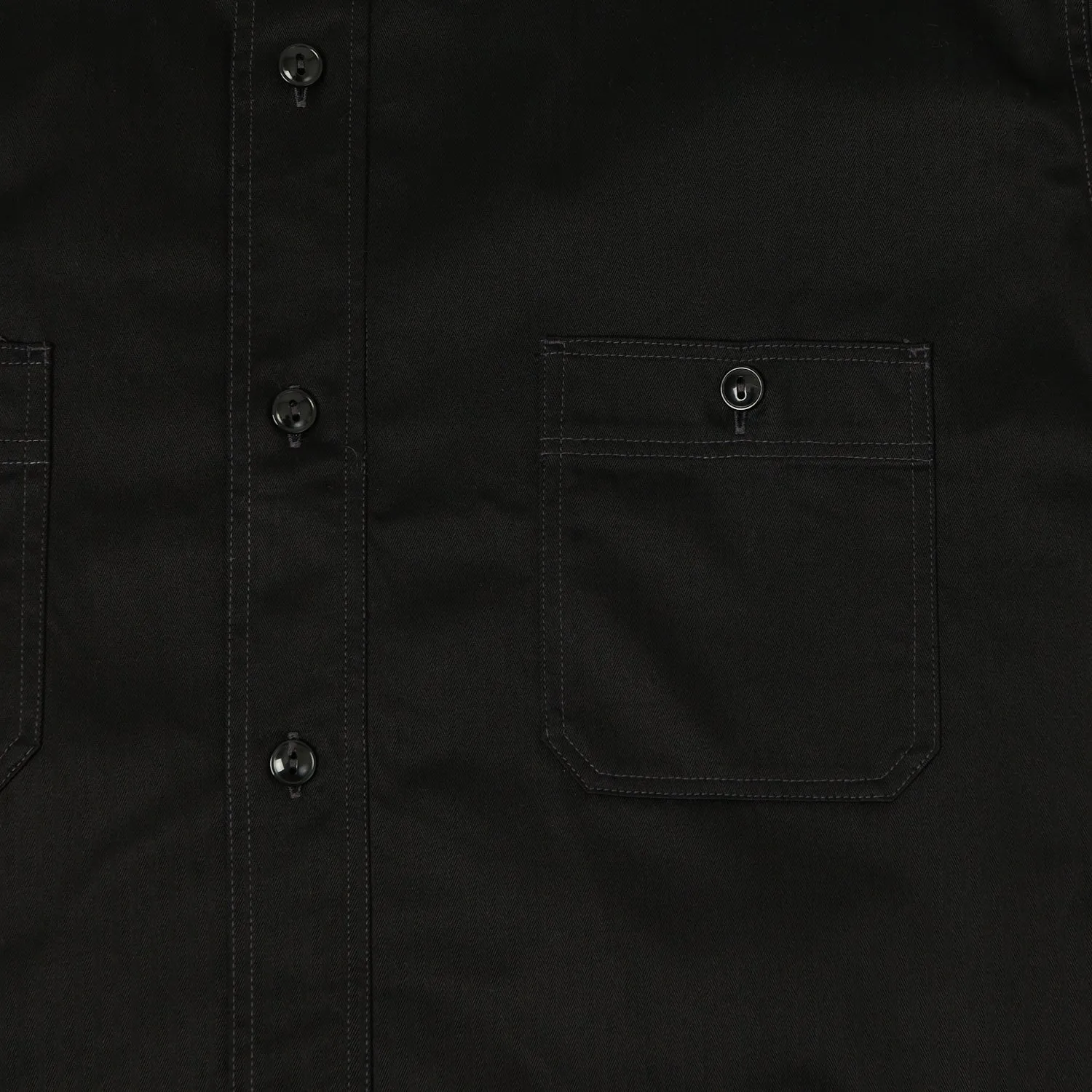 Buzz Rickson's Herringbone Open Pocket Short Sleeve Work Shirt - Black sold by Son of a Stag product image thumbnail 4