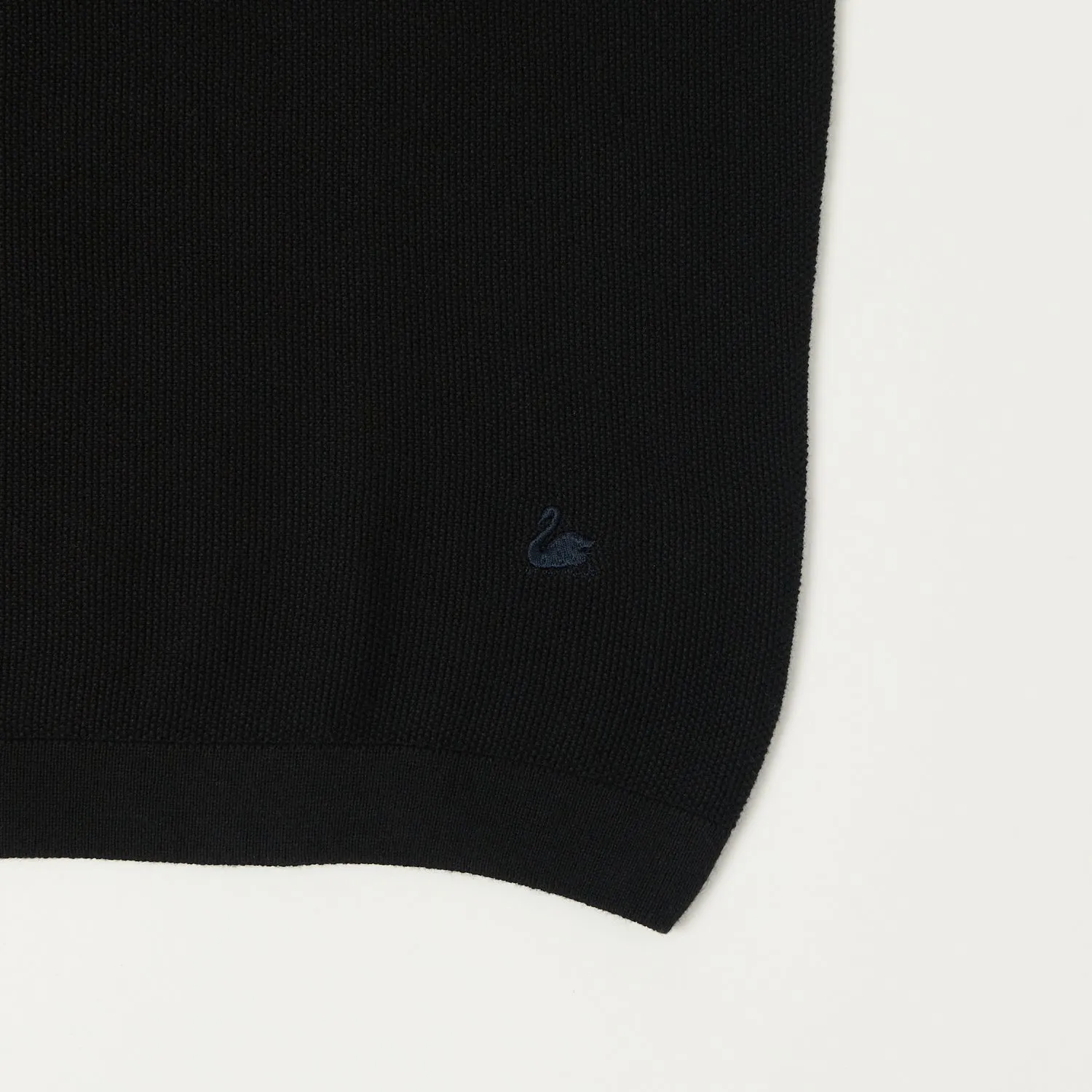 Merz b. Schwanen 'Good Basics' Plant Based Knitted Polo Shirt - Deep Black sold by Son of a Stag product image thumbnail 3