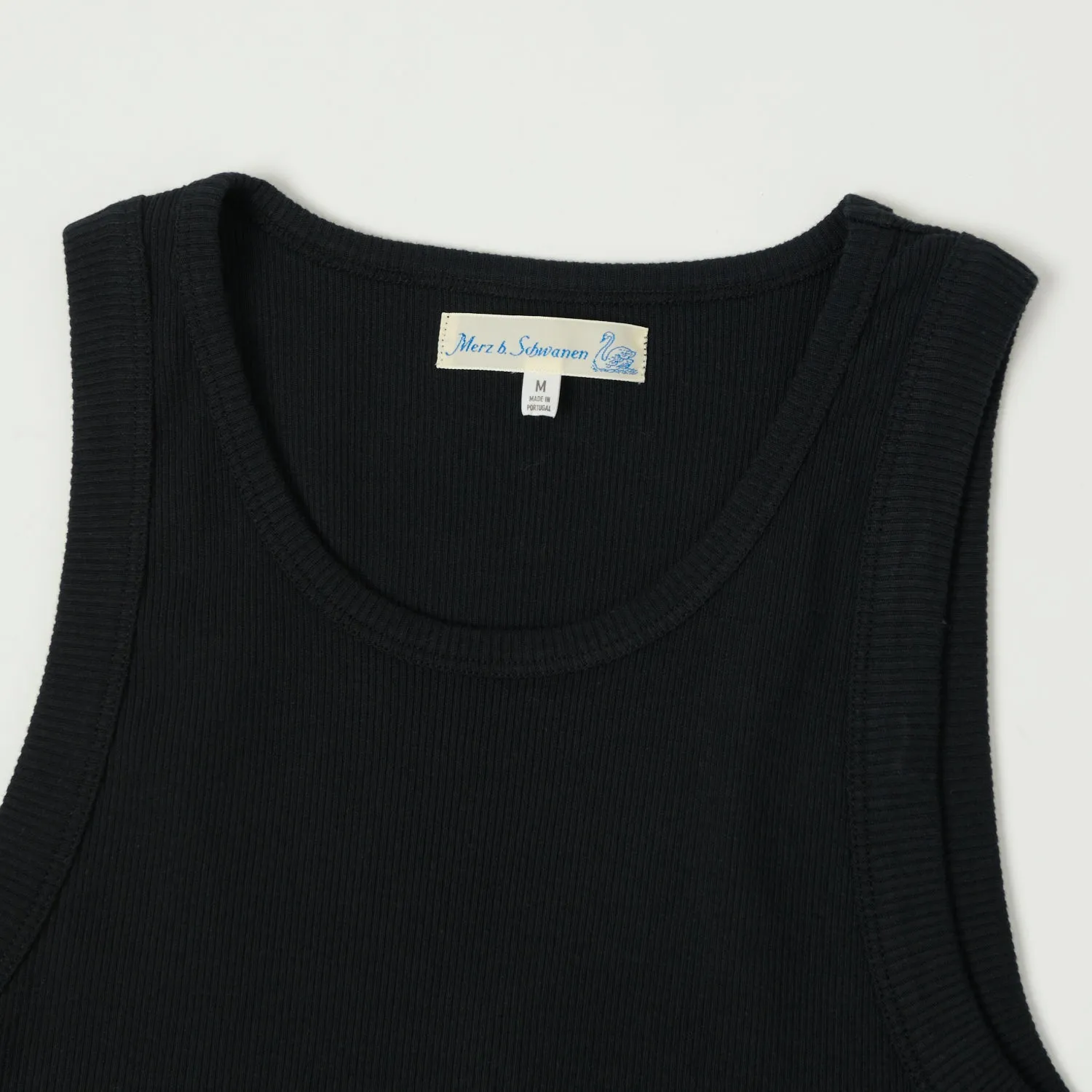 Merz b. Schwanen 'Good Basics' Ribbed Tank Top - Charcoal sold by Son of a Stag product image thumbnail 2