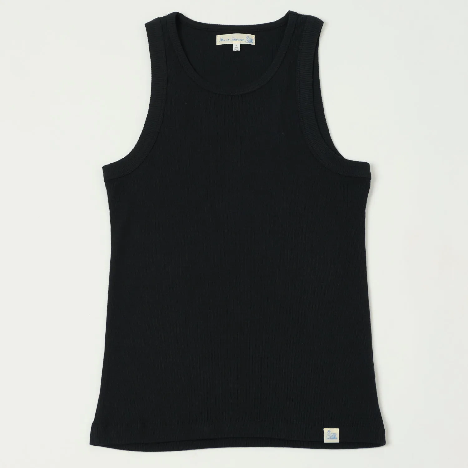 Merz b. Schwanen 'Good Basics' Ribbed Tank Top - Charcoal sold by Son of a Stag