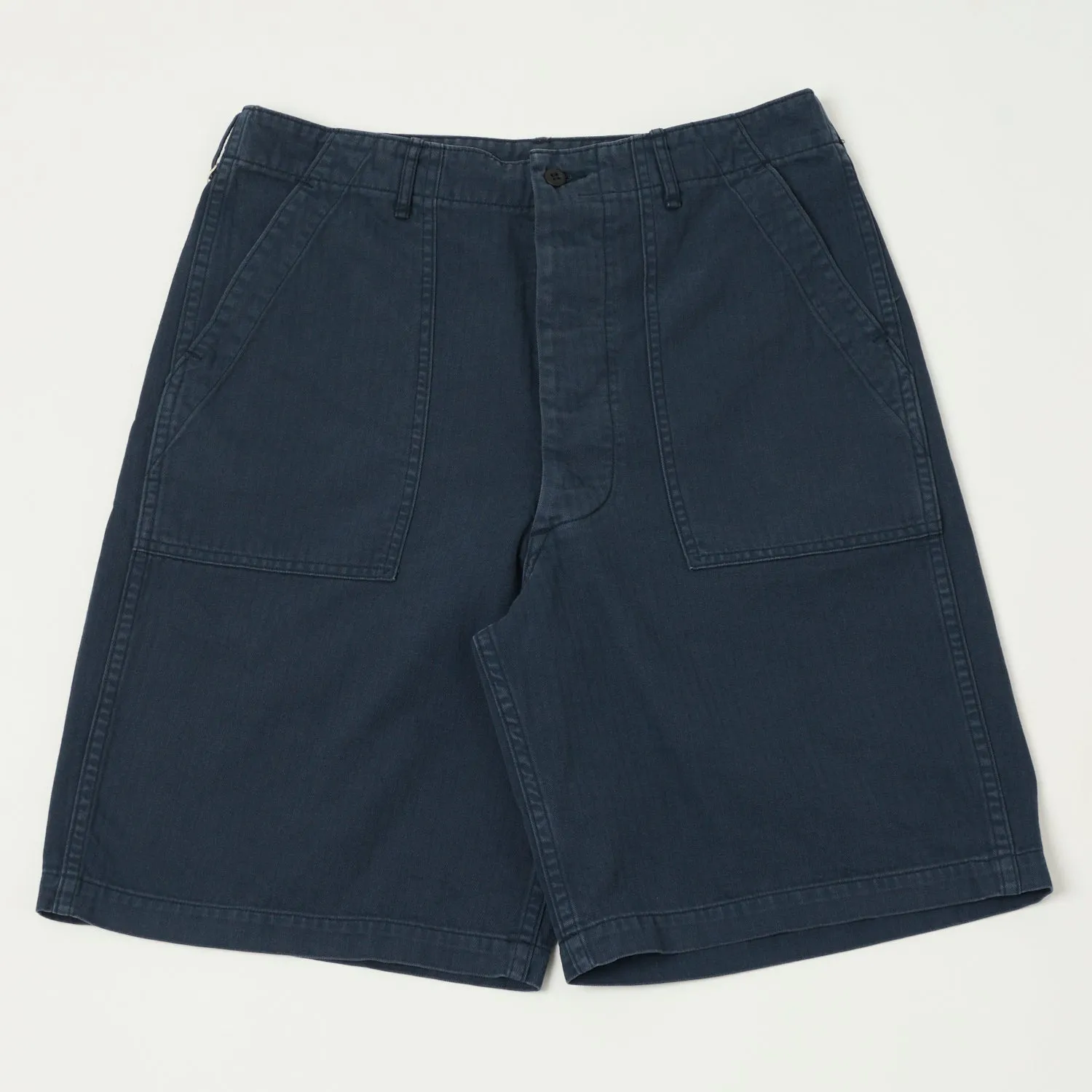 orSlow Herringbone Twill Fatigue Shorts - Navy sold by Son of a Stag