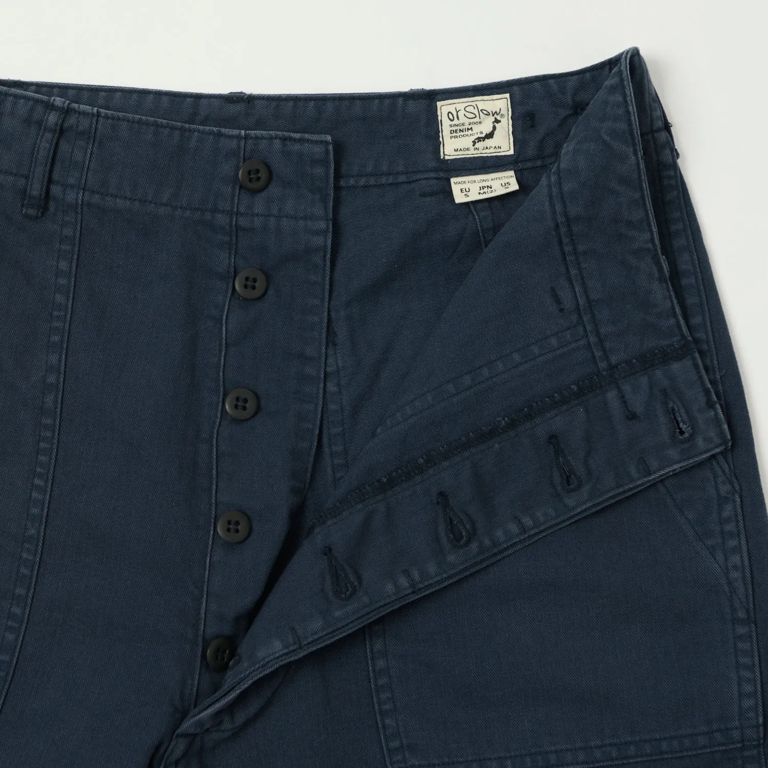 orSlow Herringbone Twill Fatigue Shorts - Navy sold by Son of a Stag product image thumbnail 4